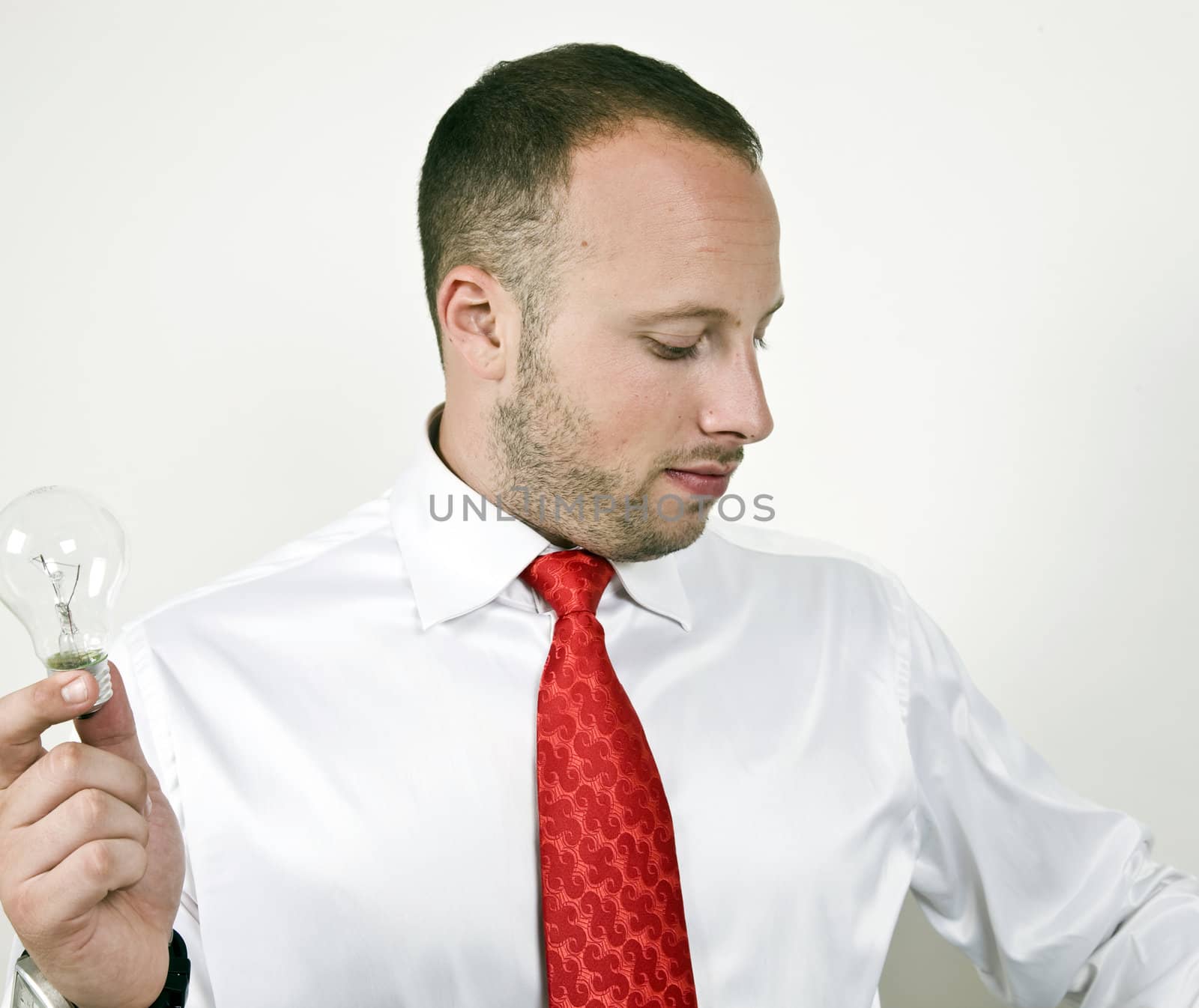 male with bulb on isolated background

