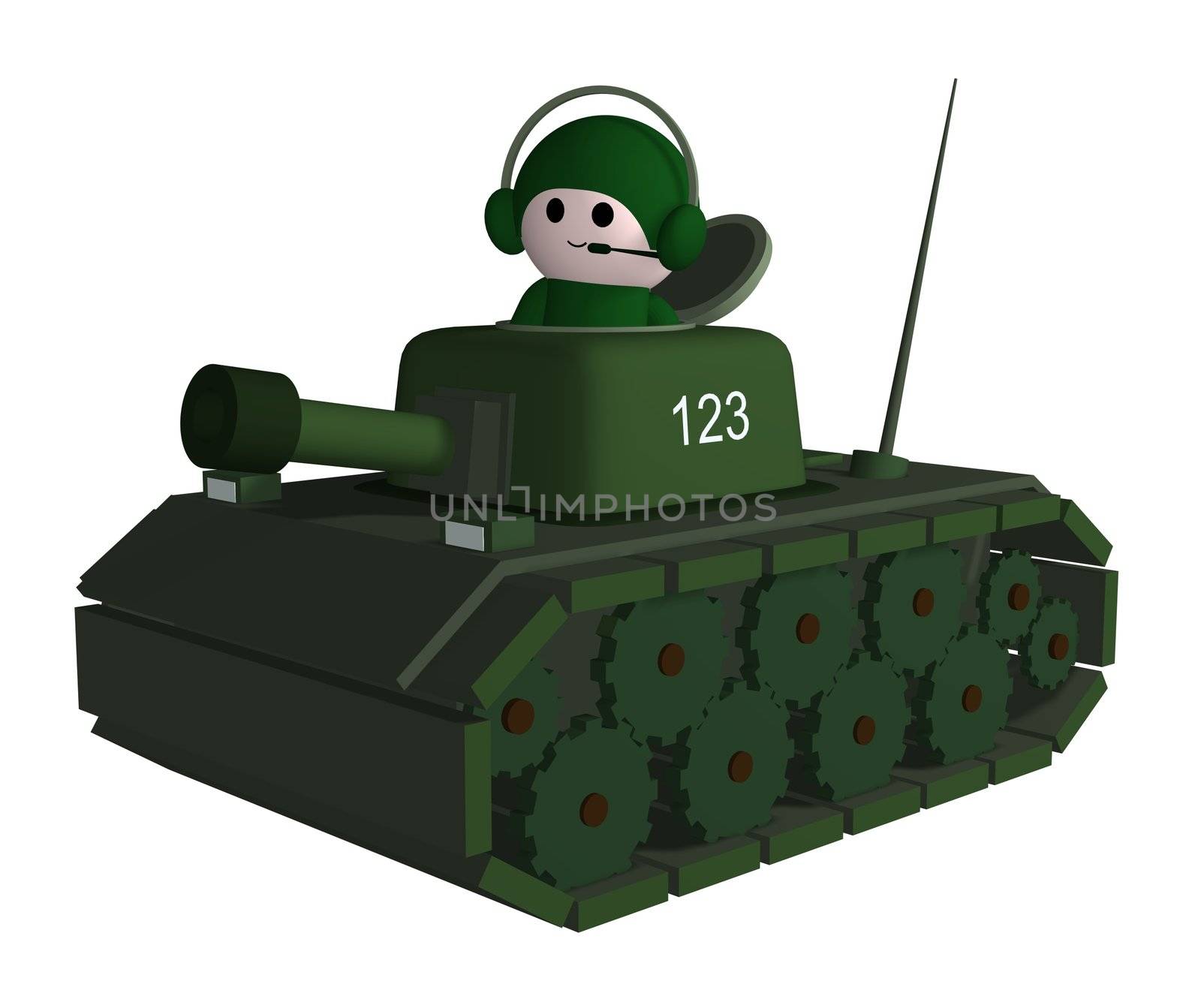 Illustration of a person driving a tank