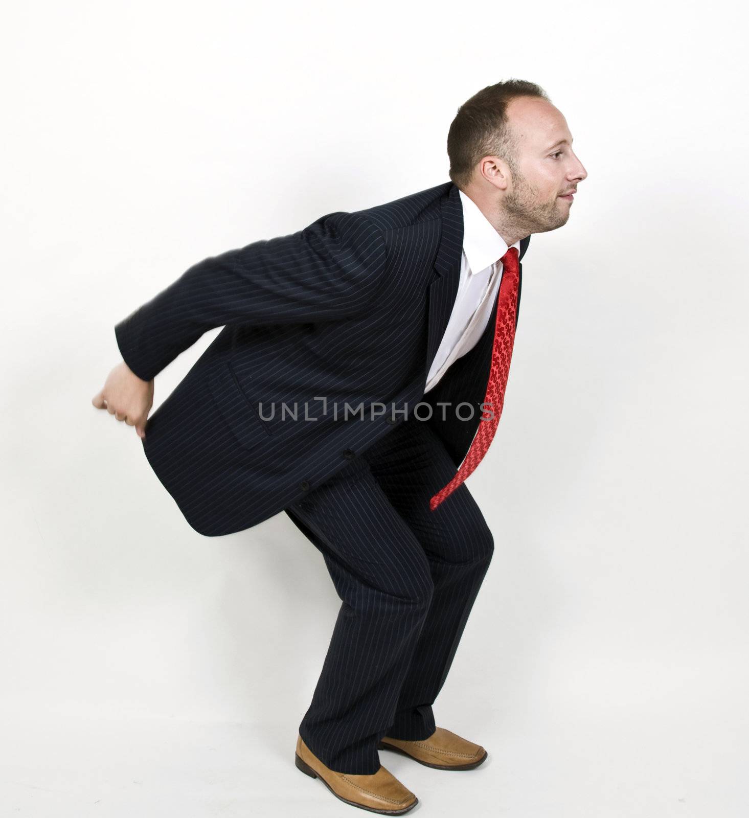 male in jumping mode on isolated background
