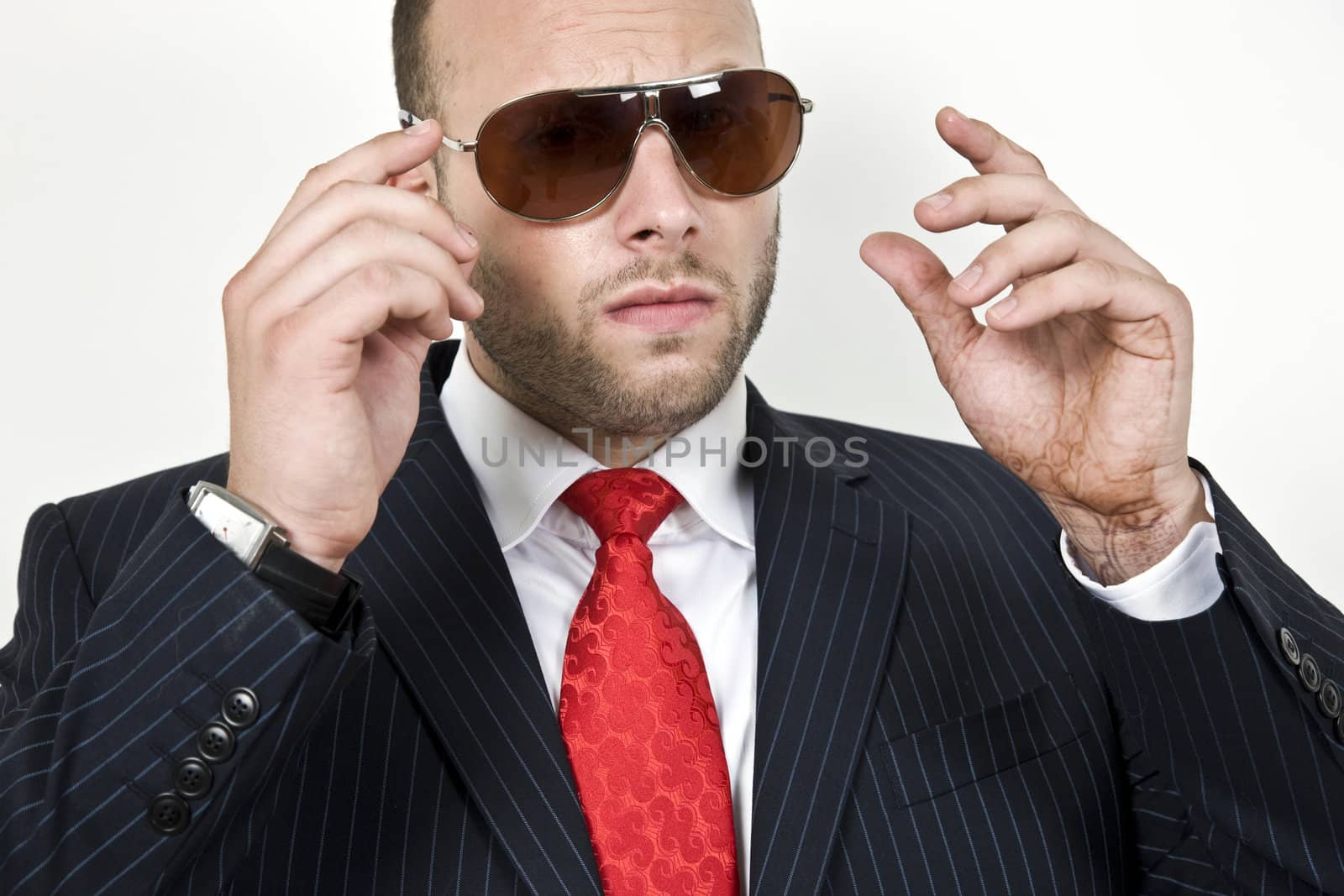 handsome businessman with goggle
