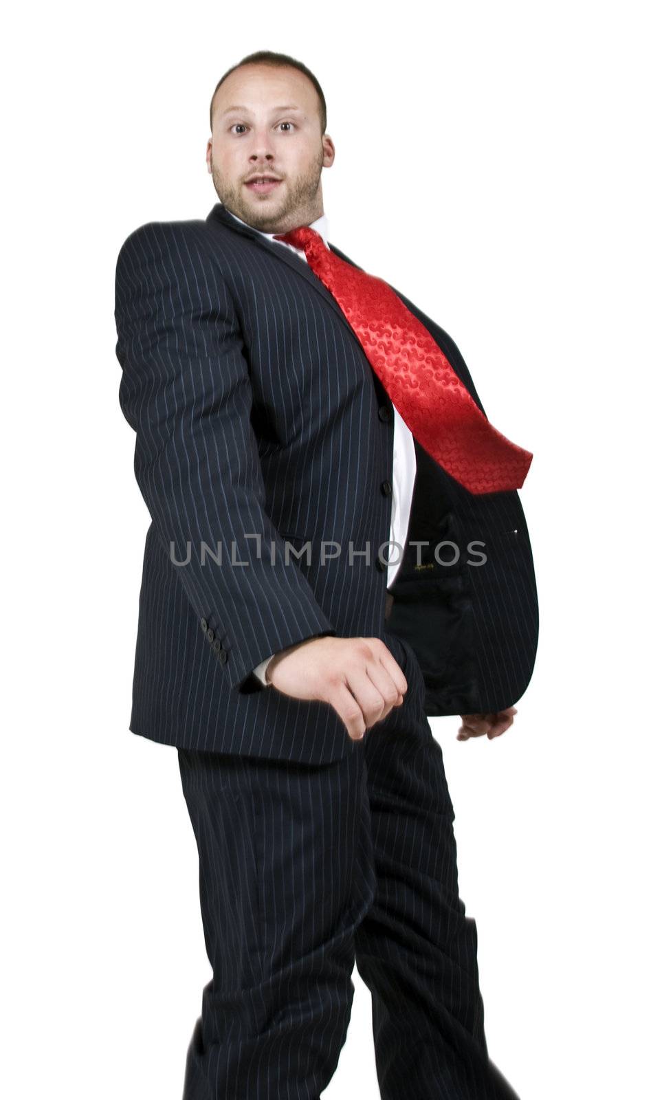 excited businessman on isolated background
