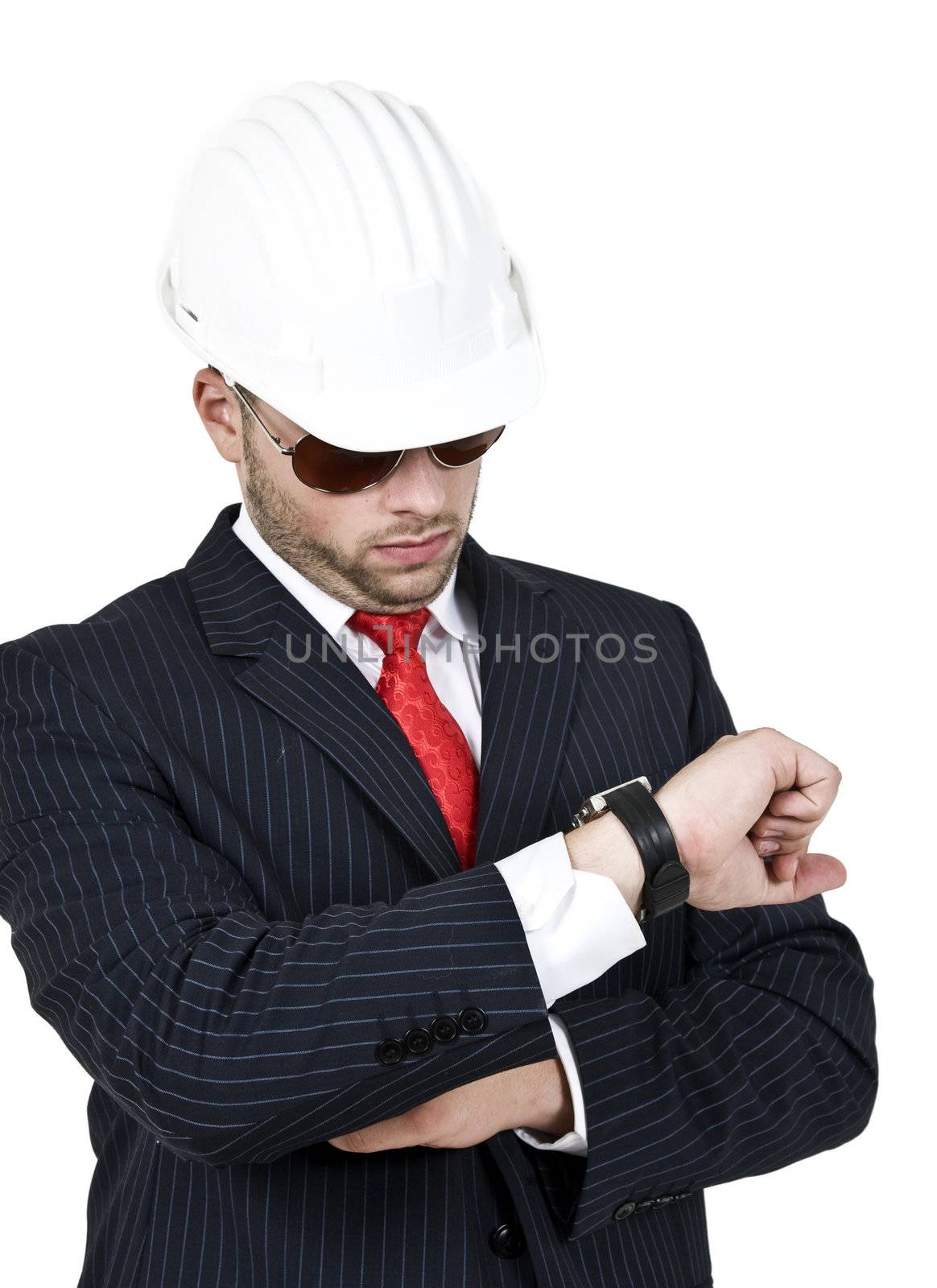 punctual engineer with hard hat
