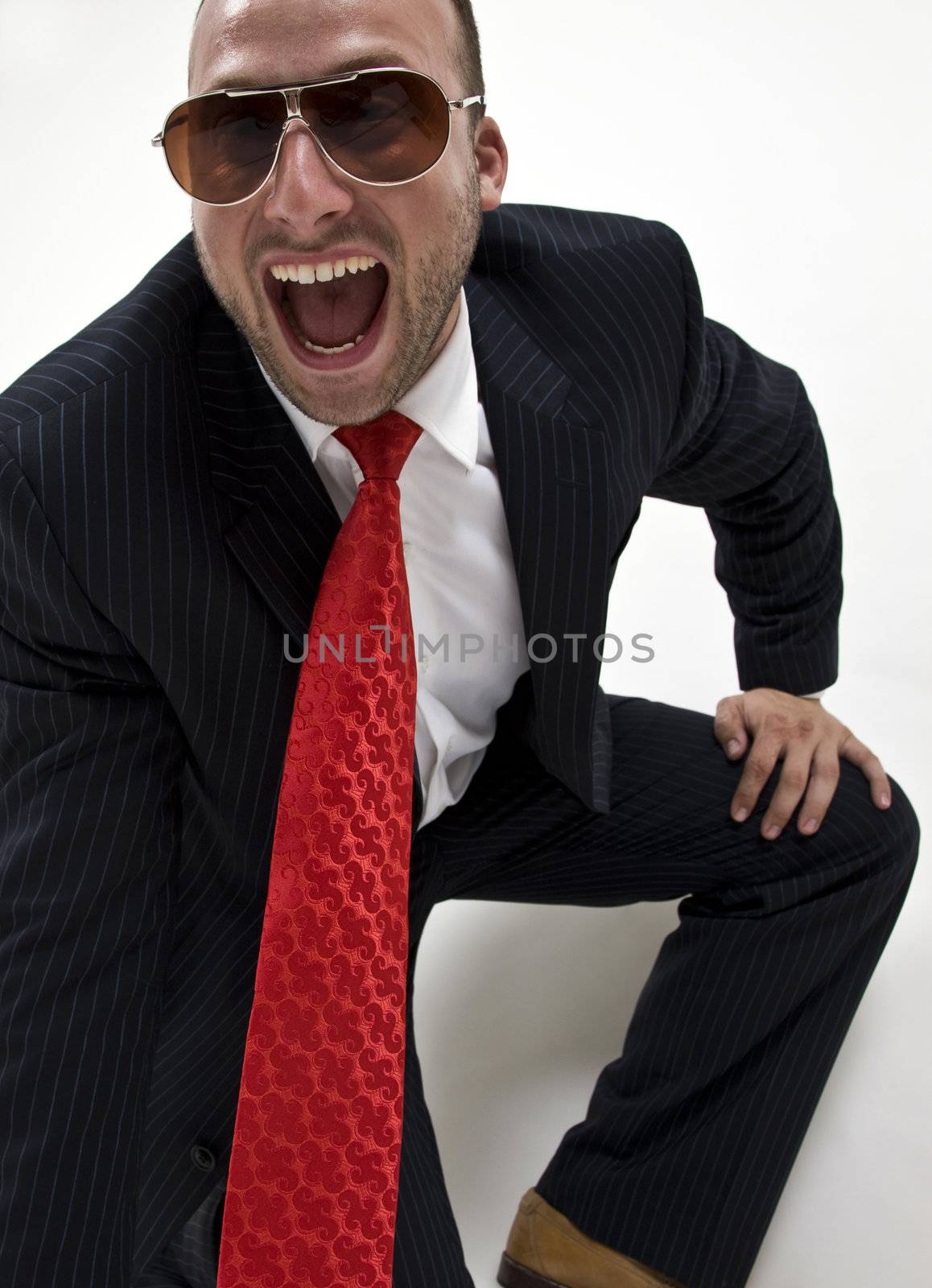 shouting male on isolated background
