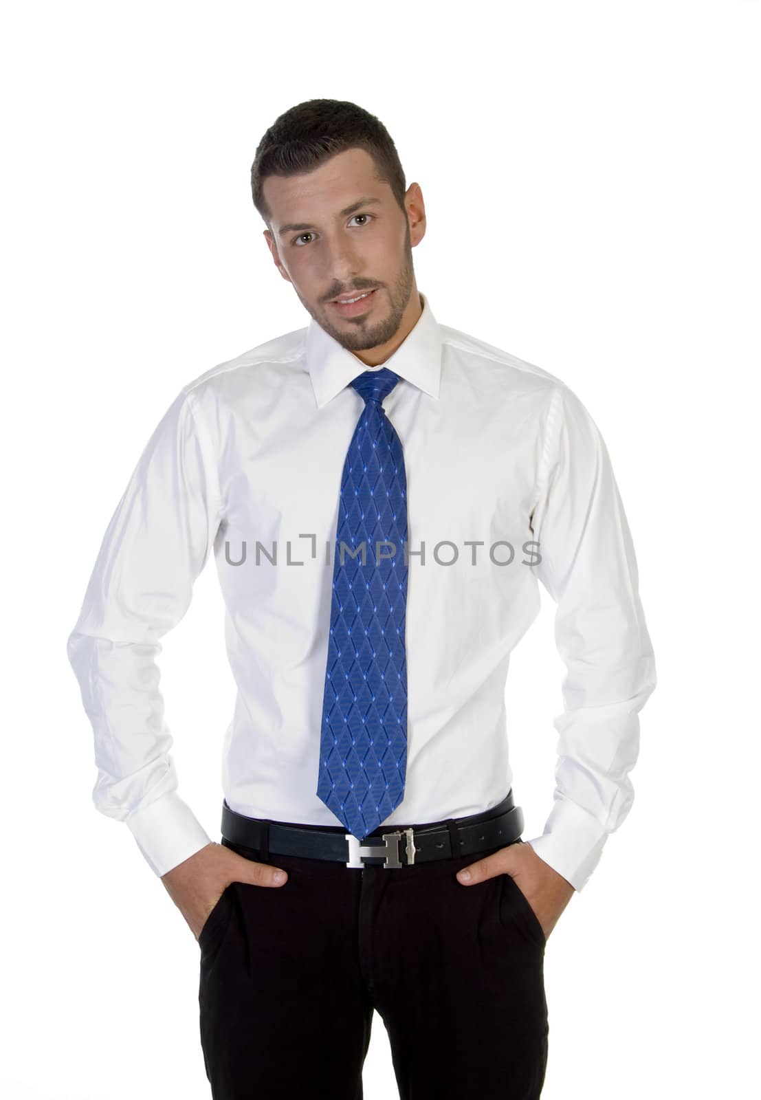 posing young businessperson on an isolated white background