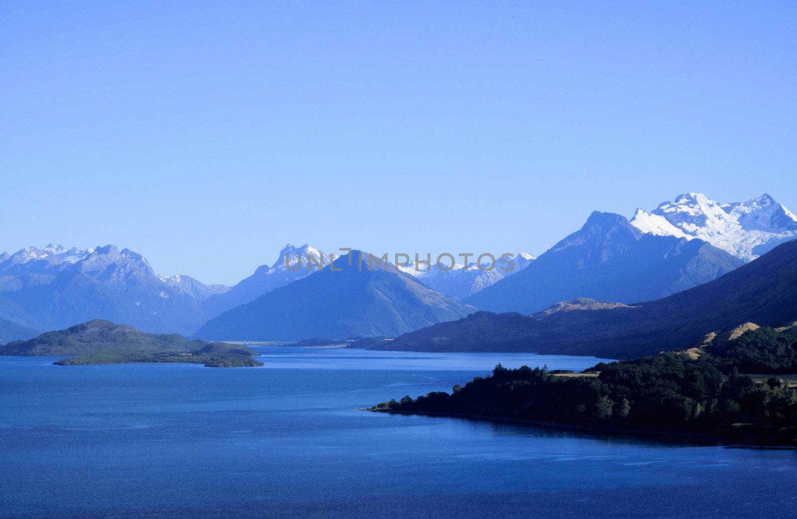 Remarkables mountain range tower over Queenstown in New Zealand