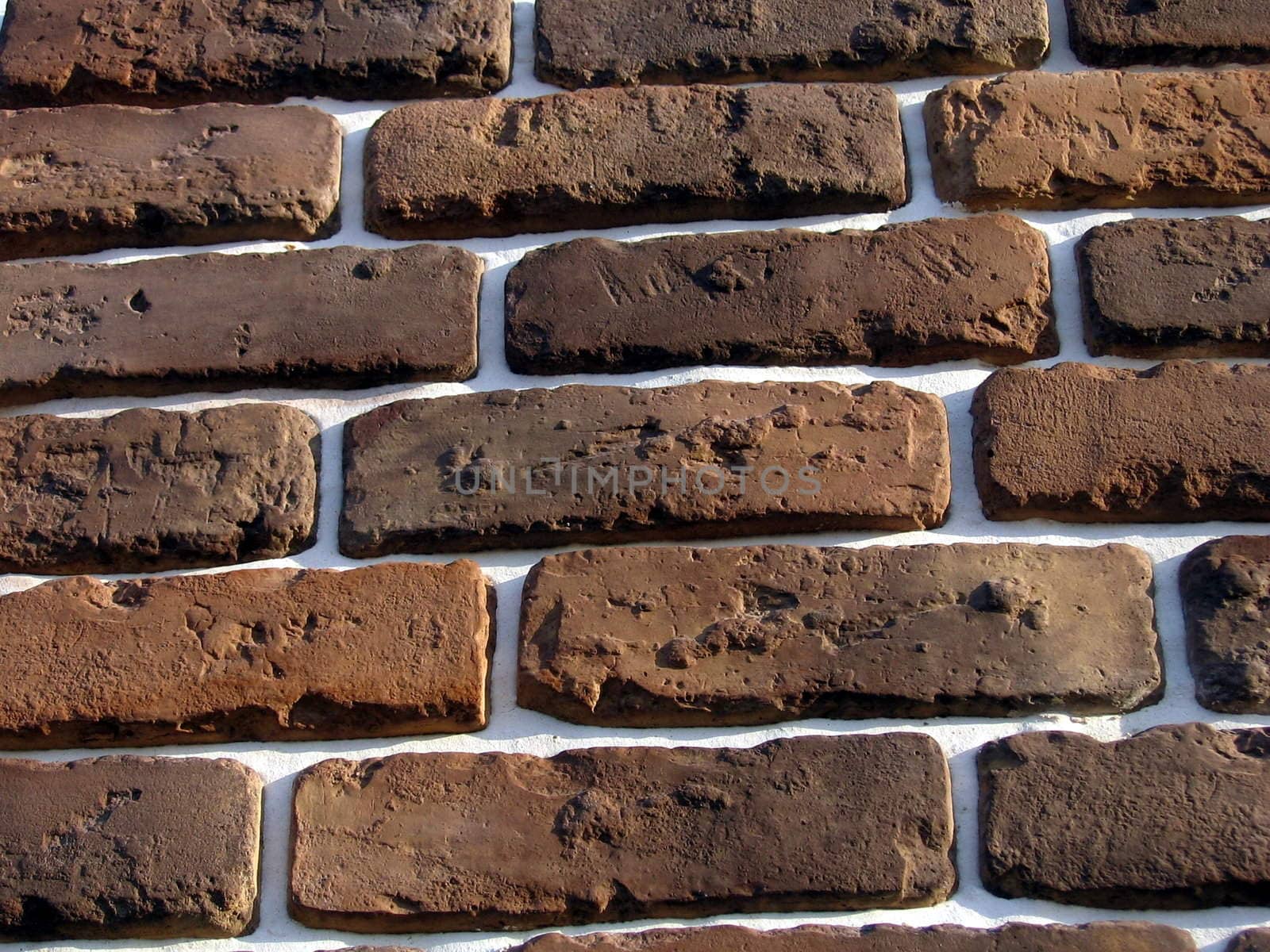 On the photo is background which consists from the set of brown bricks
