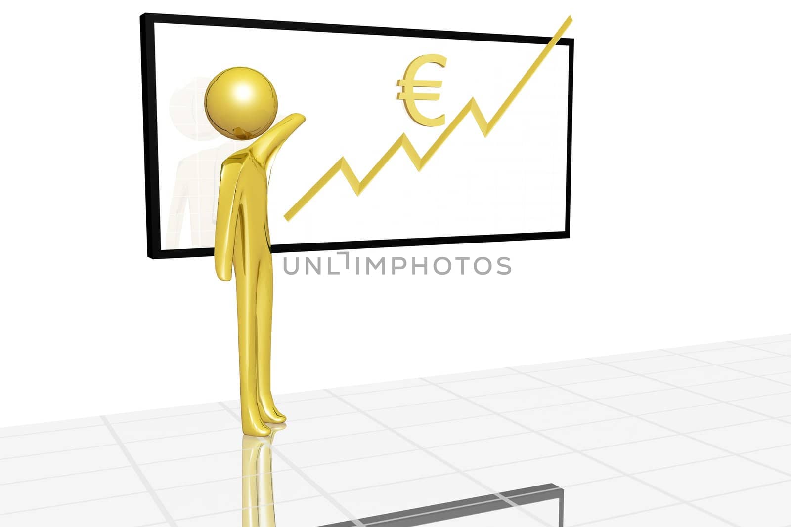 Golden character showing raise of euro value.