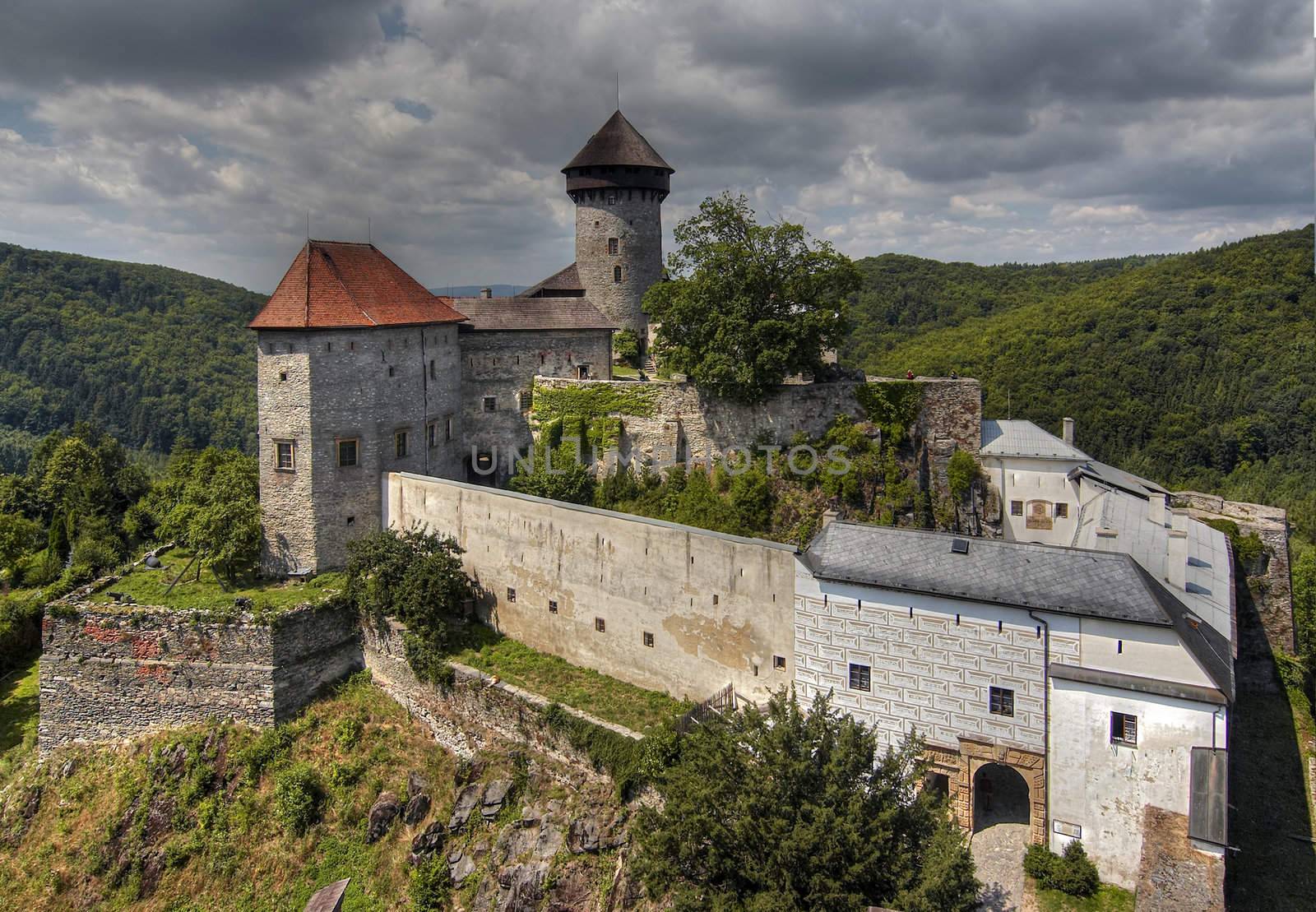 Shot of the castle of the holy order of knights. Czech republic, Europe.