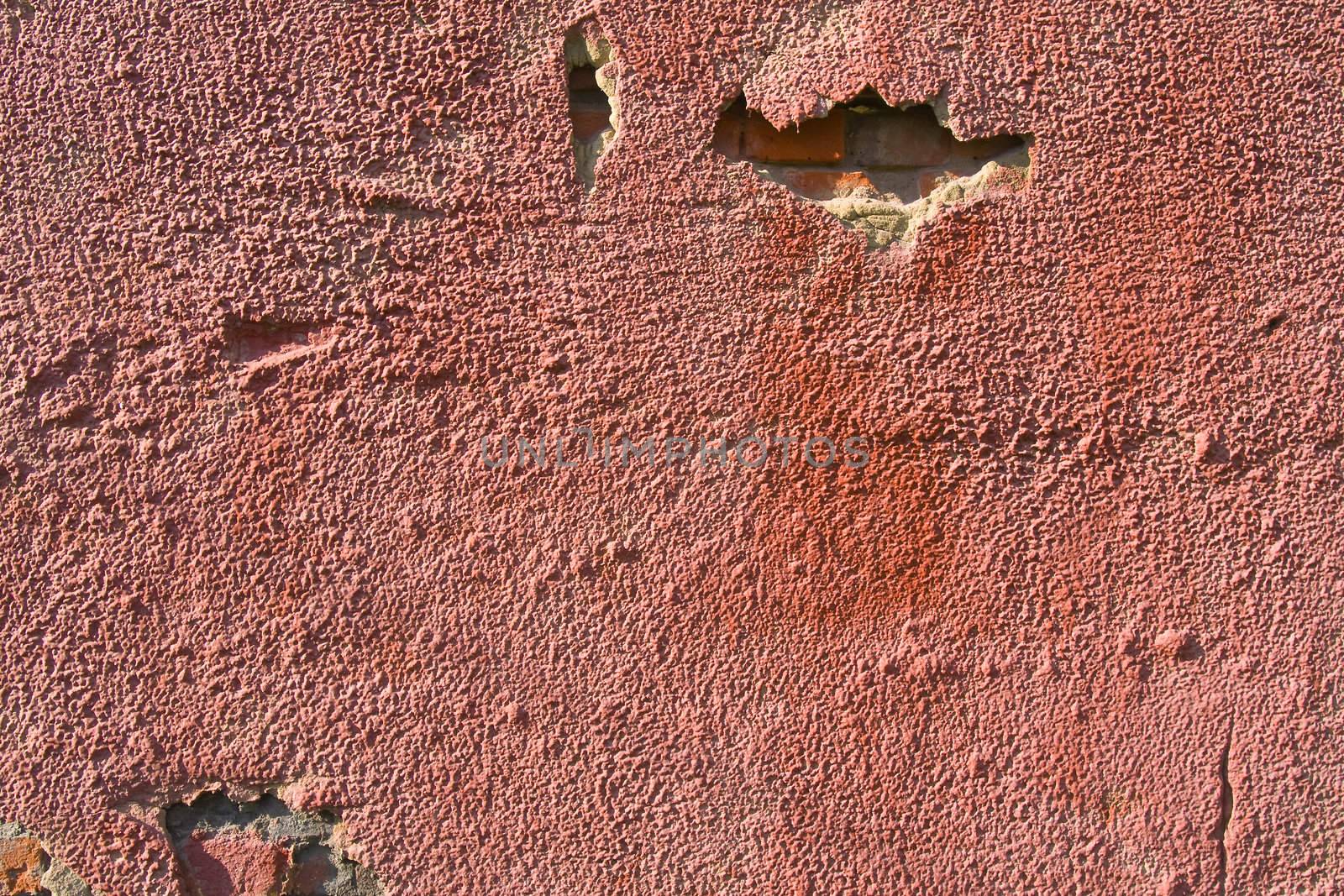 Red painted old brick wall 2