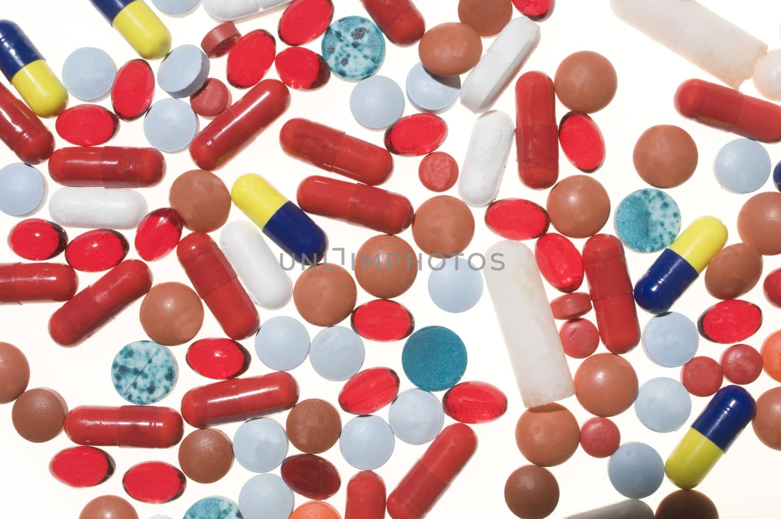 A variety of prescription drugs intermixed
