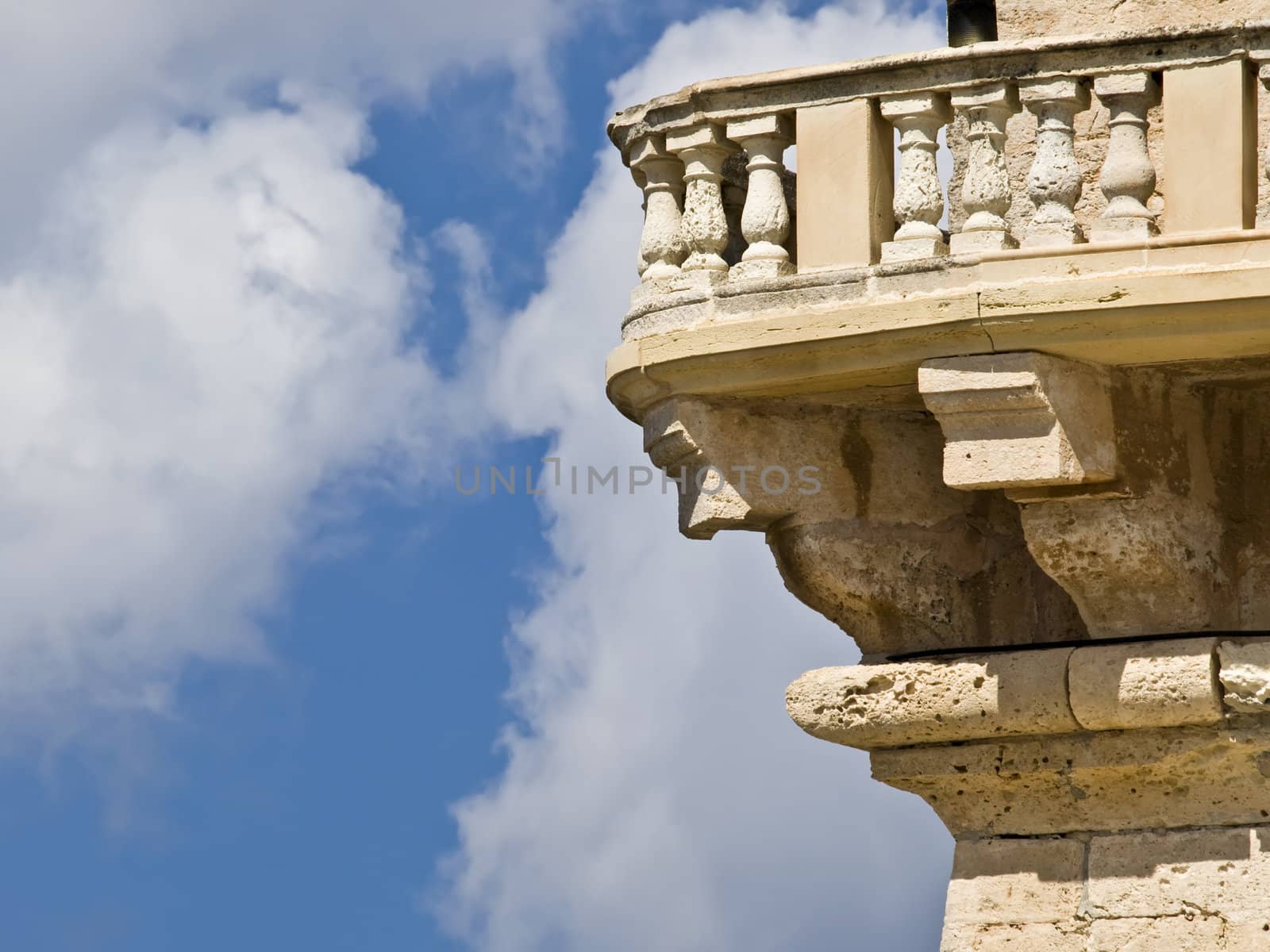 A medieval baroque stone balcony in Malta