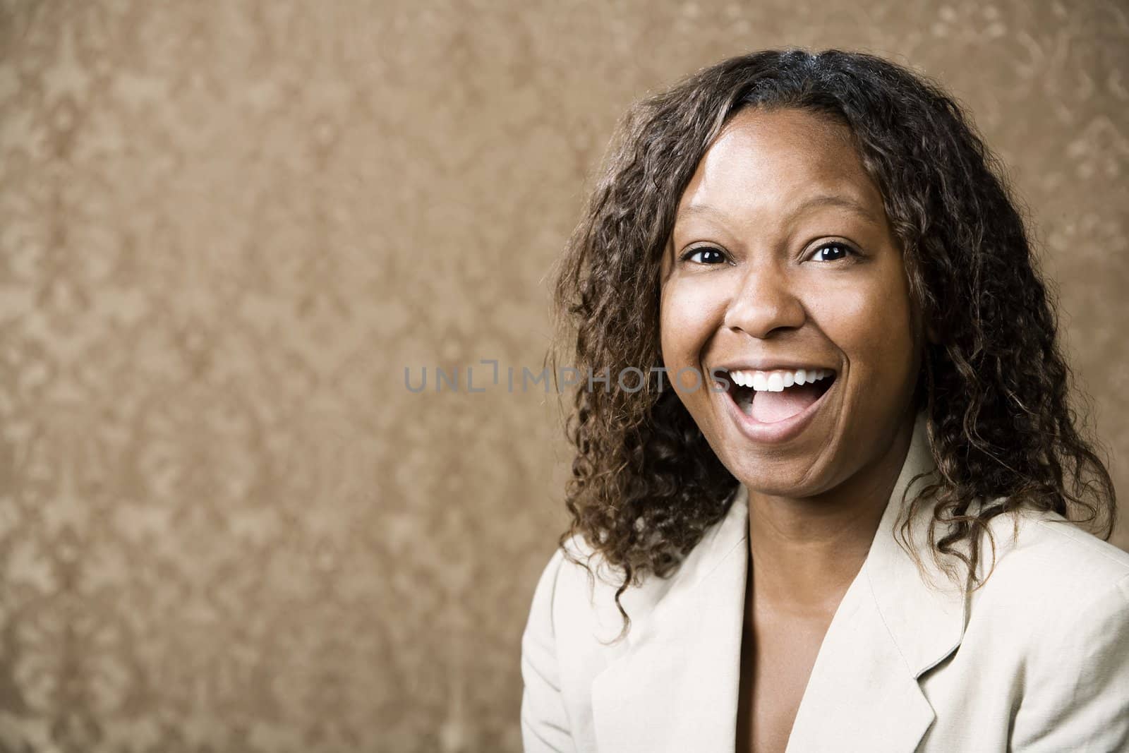 Close-Up Portrait of a Pretty African-American Woman with a Big Smile