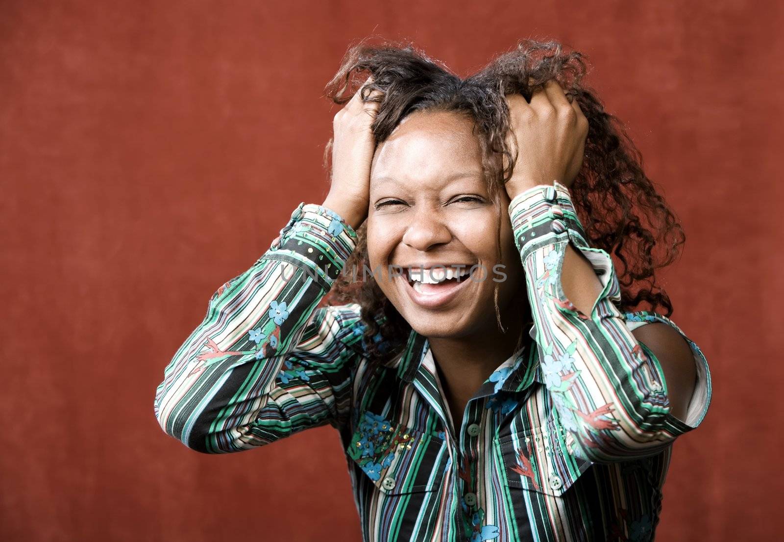 Close-Up Portrait of an Laughing African-American Woman