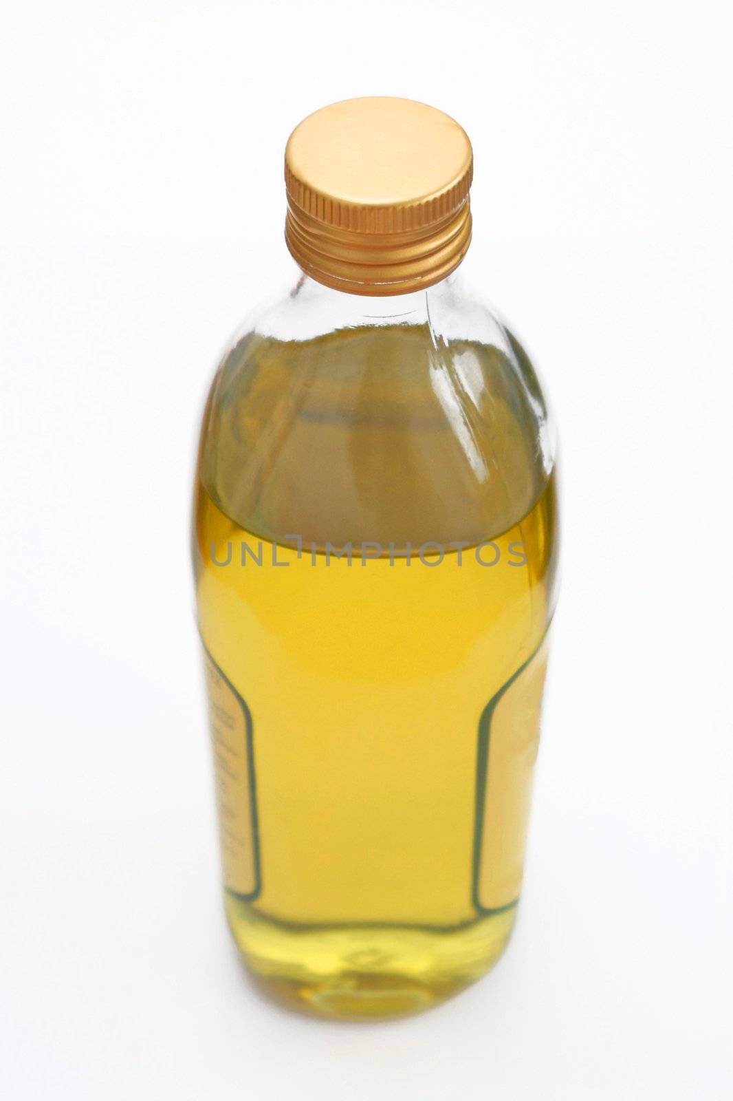 A bottle of oil on the white background