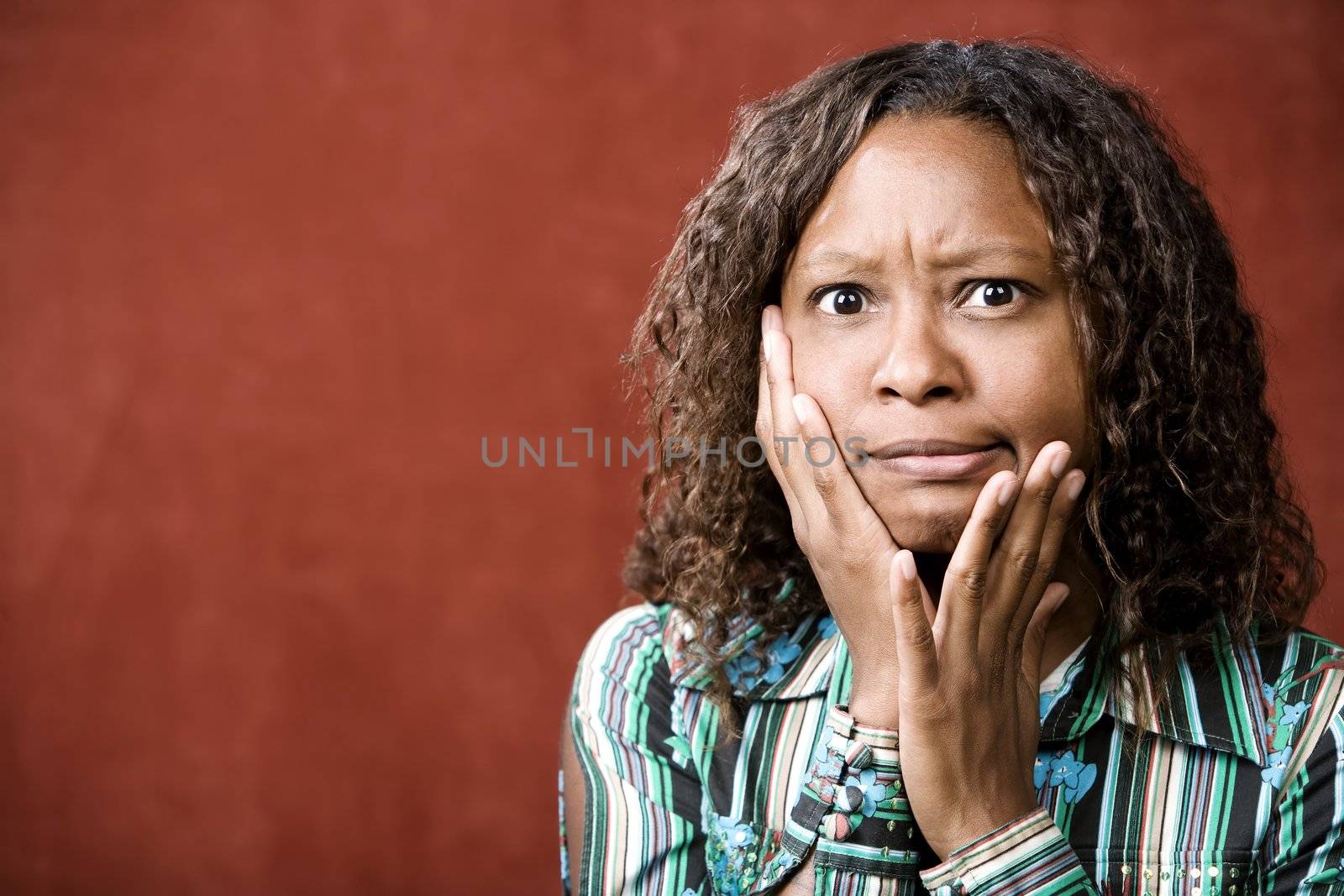 Close-Up Portrait of a Stressed African-American Woman