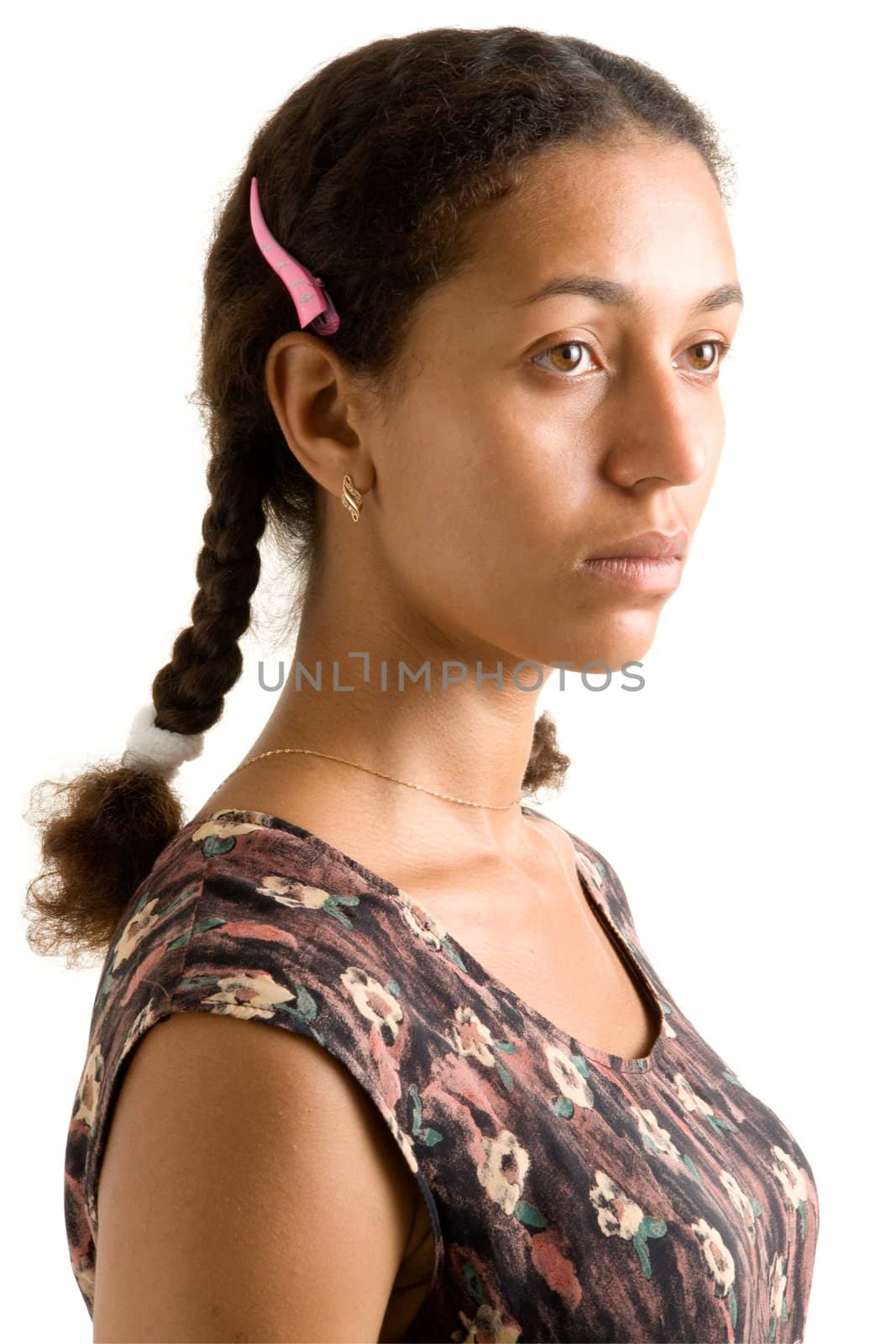 beautiful black woman isolated on white background