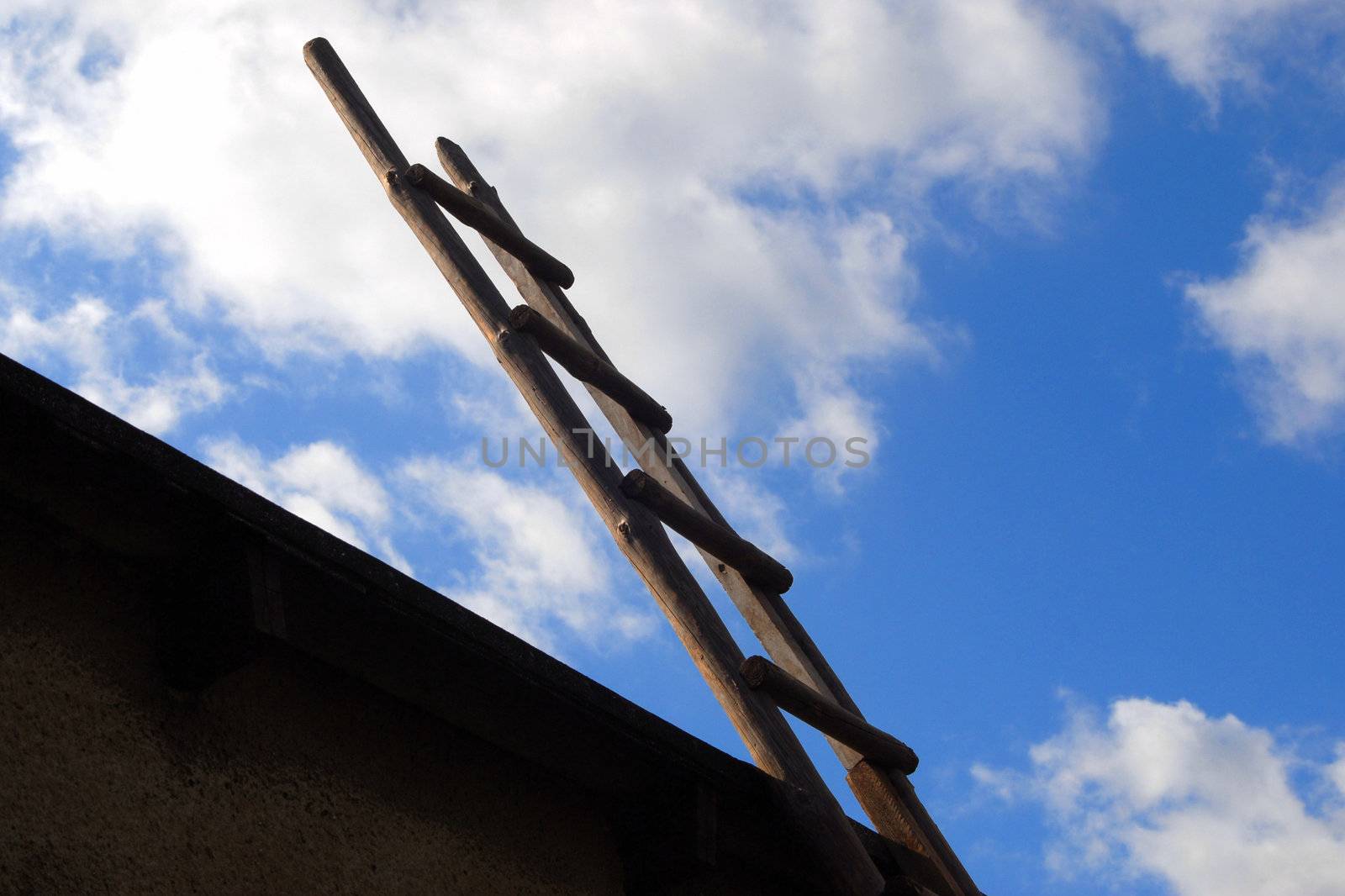 The ladder on the blue sky