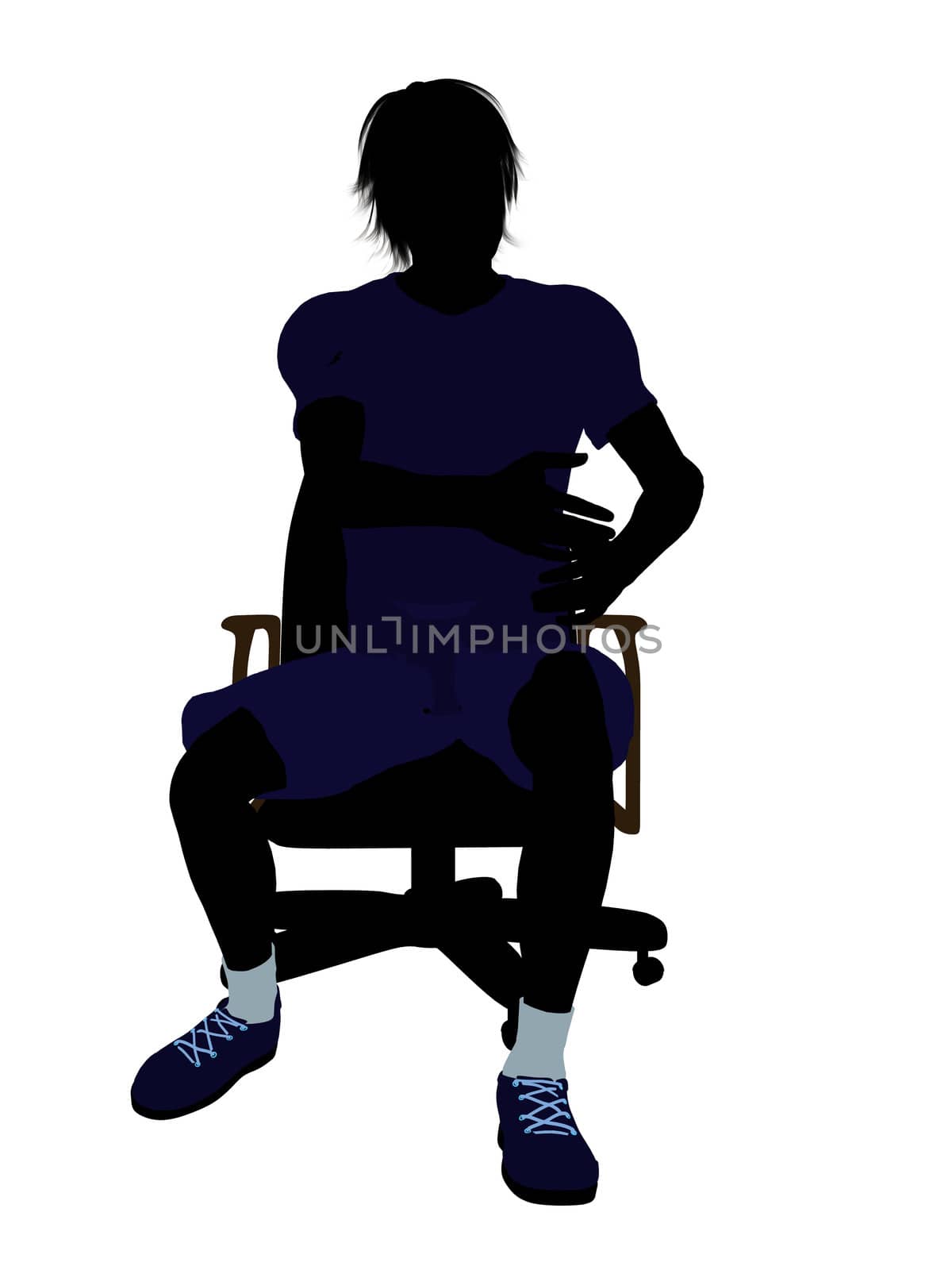Male tennis player sitting in a chair art illustration silhouette on a white background