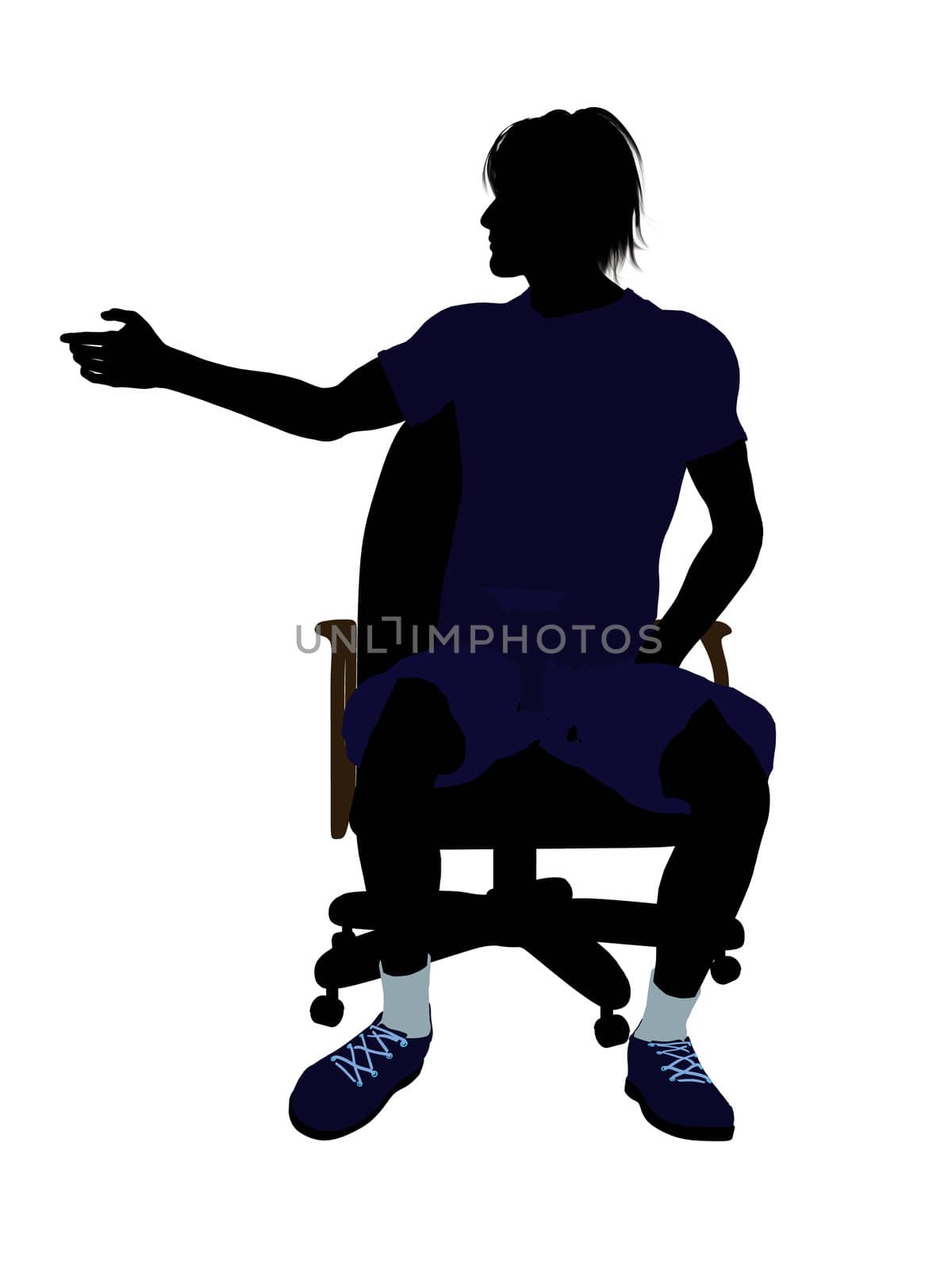 Male tennis player sitting in a chair art illustration silhouette on a white background