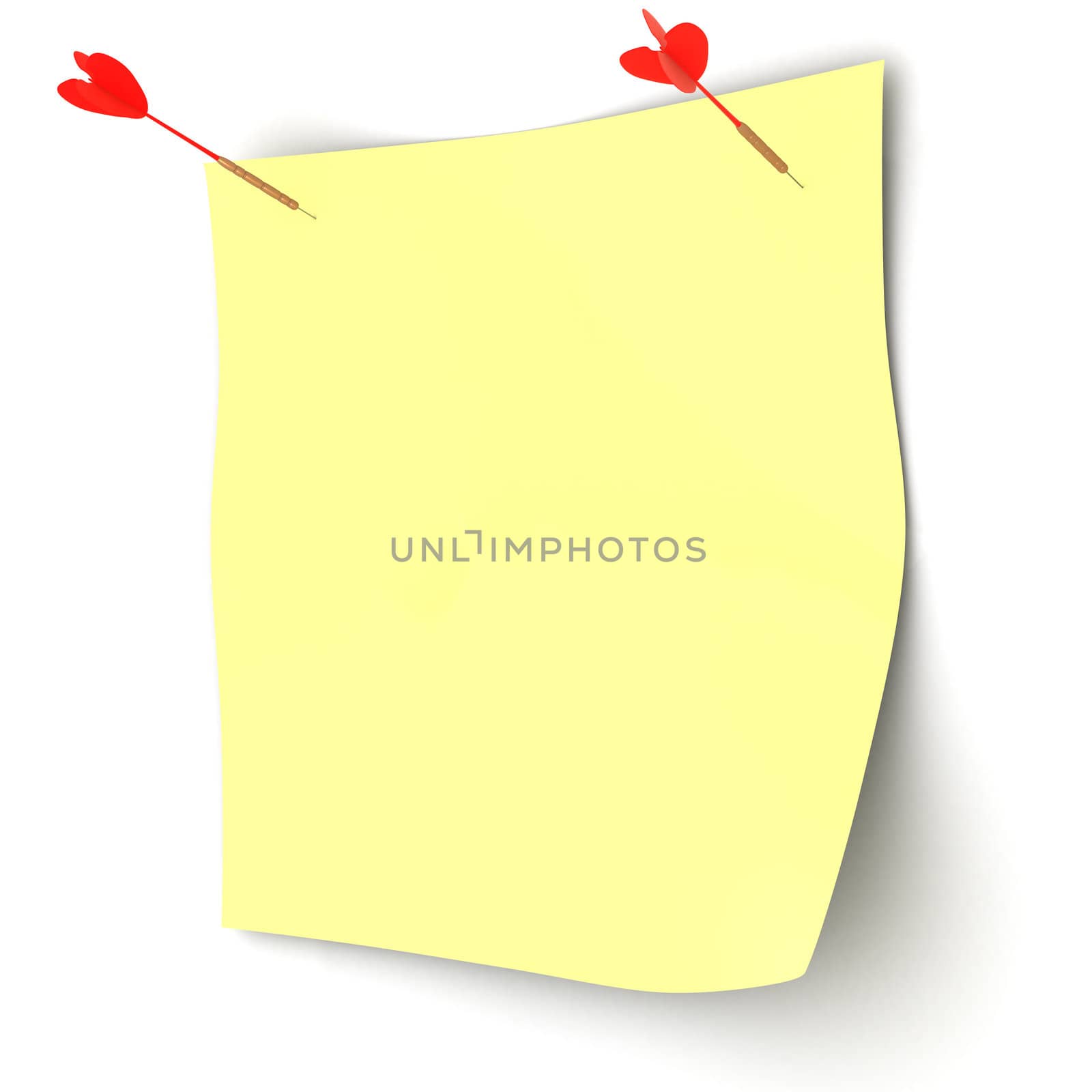 Standard sheet attached by a dart. 3D image.