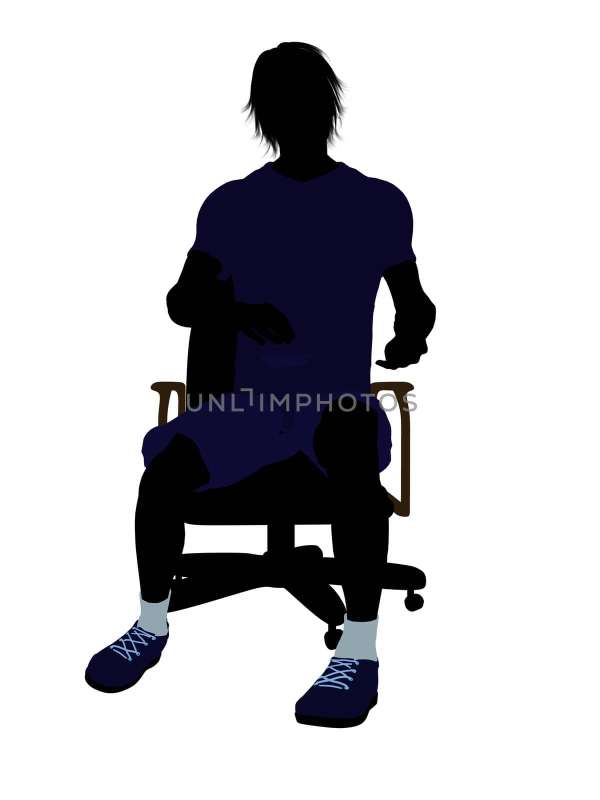 Male tennis player sitting in a chair art illustration silhouette on a white background
