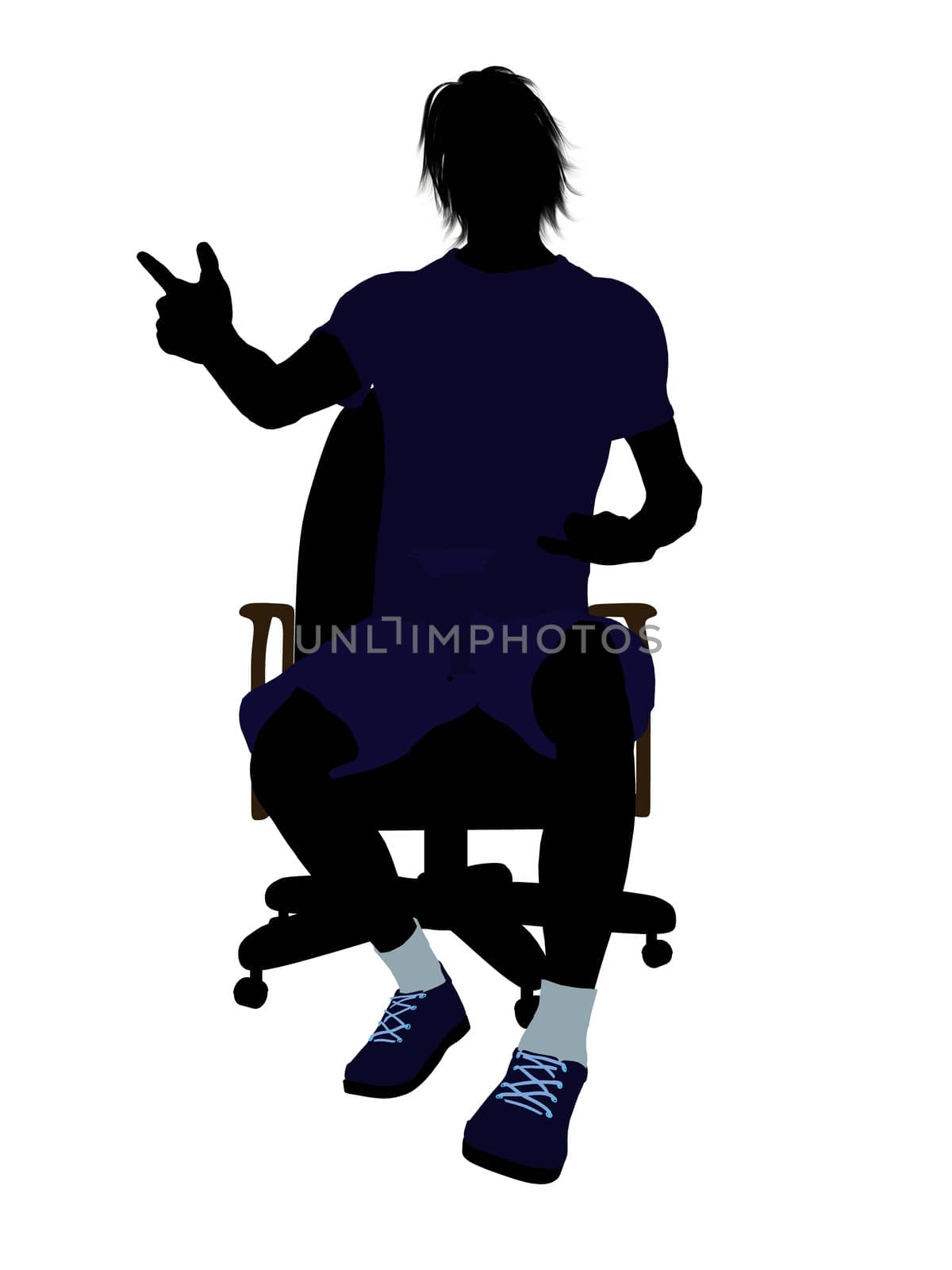 Male tennis player sitting in a chair art illustration silhouette on a white background