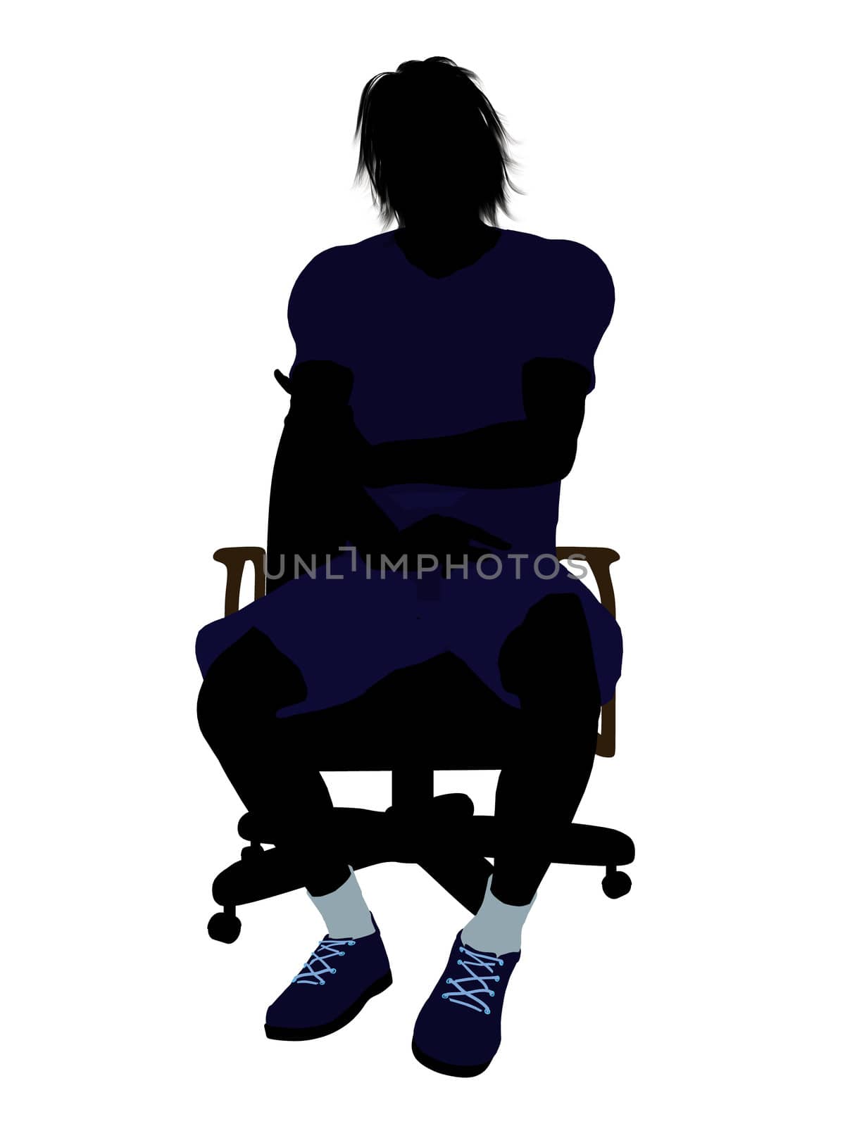 Male tennis player sitting in a chair art illustration silhouette on a white background