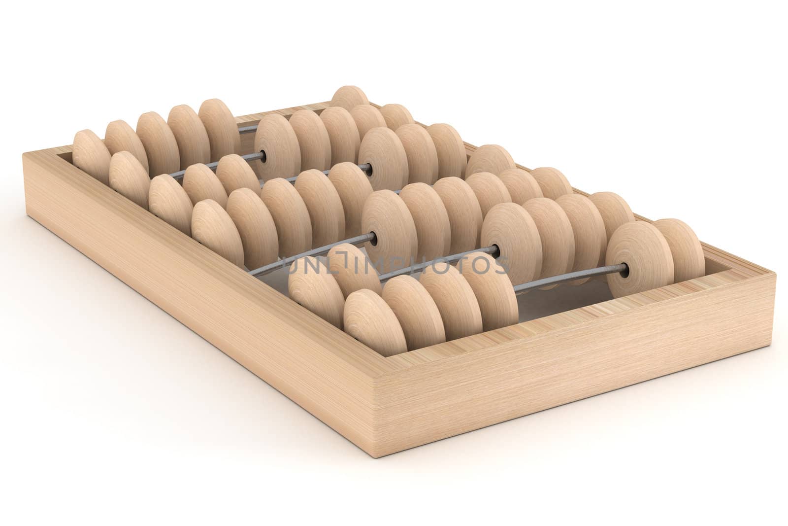 Old wooden abacus on a white background. 3D image.