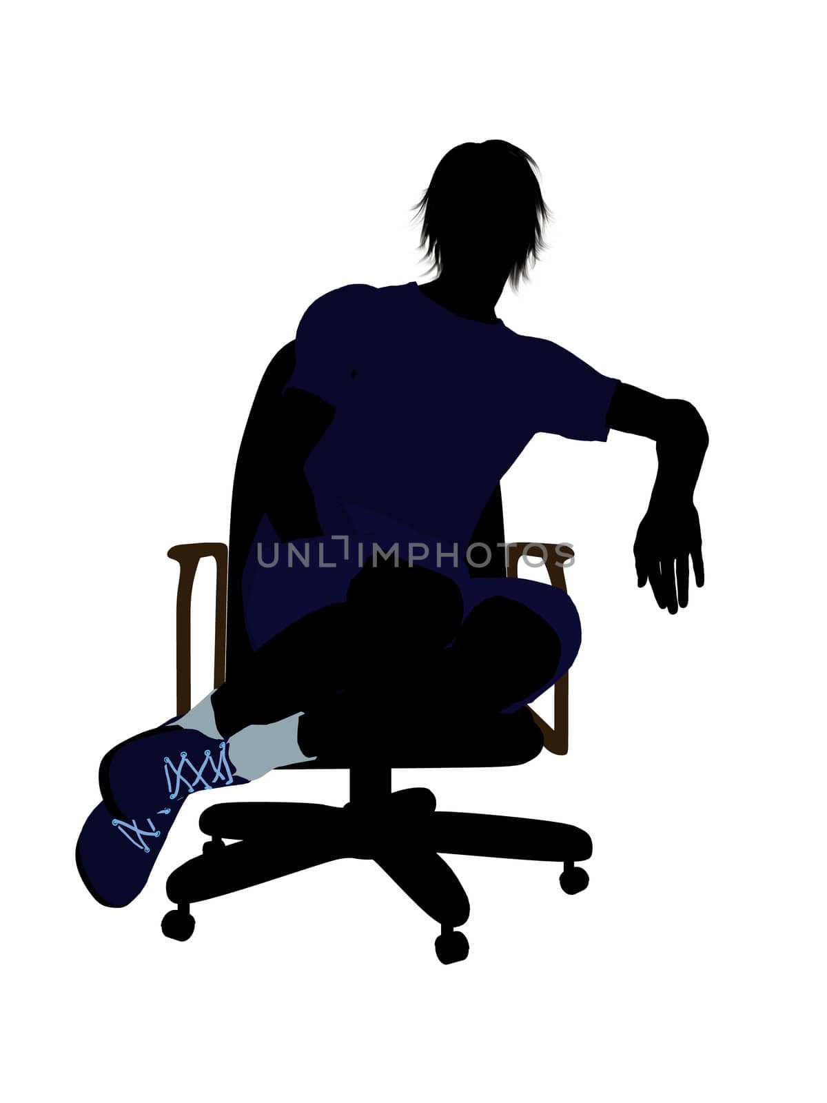Male tennis player sitting in a chair art illustration silhouette on a white background