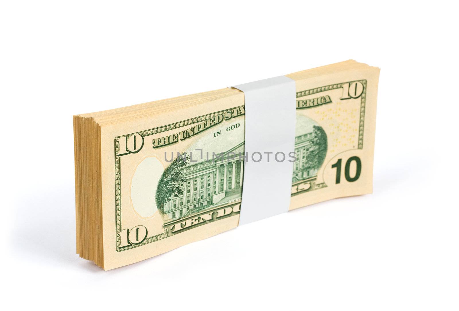 Wad of 10 dollar bank notes by ints