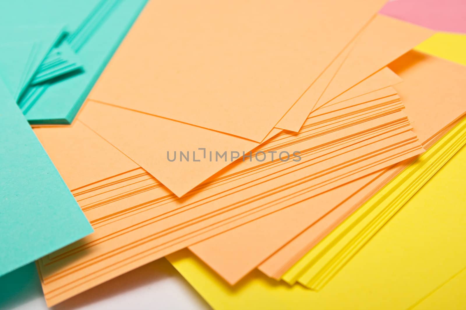 Pile of a pure paper for notes on a white background. A background, shallow DOF