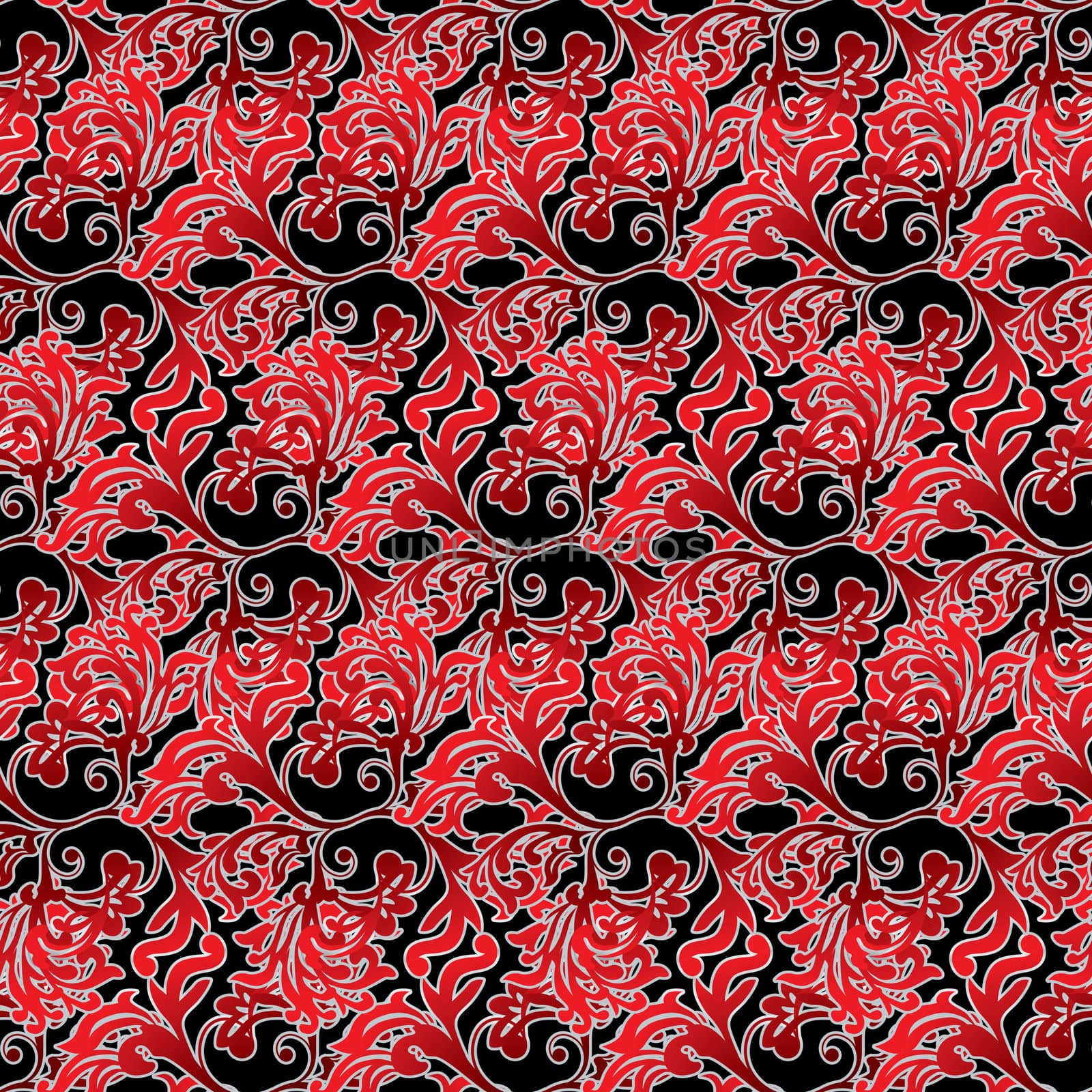 floral inspired red and black background that seamlessly repeats