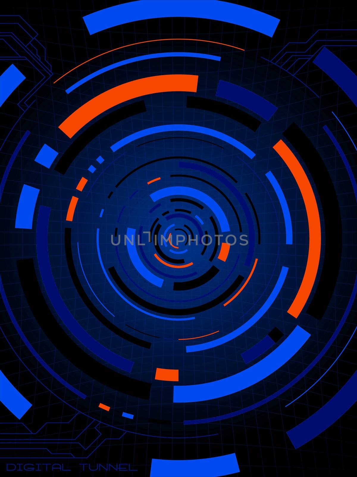 Abstract illustration of a digital tunnel ideal as a background
