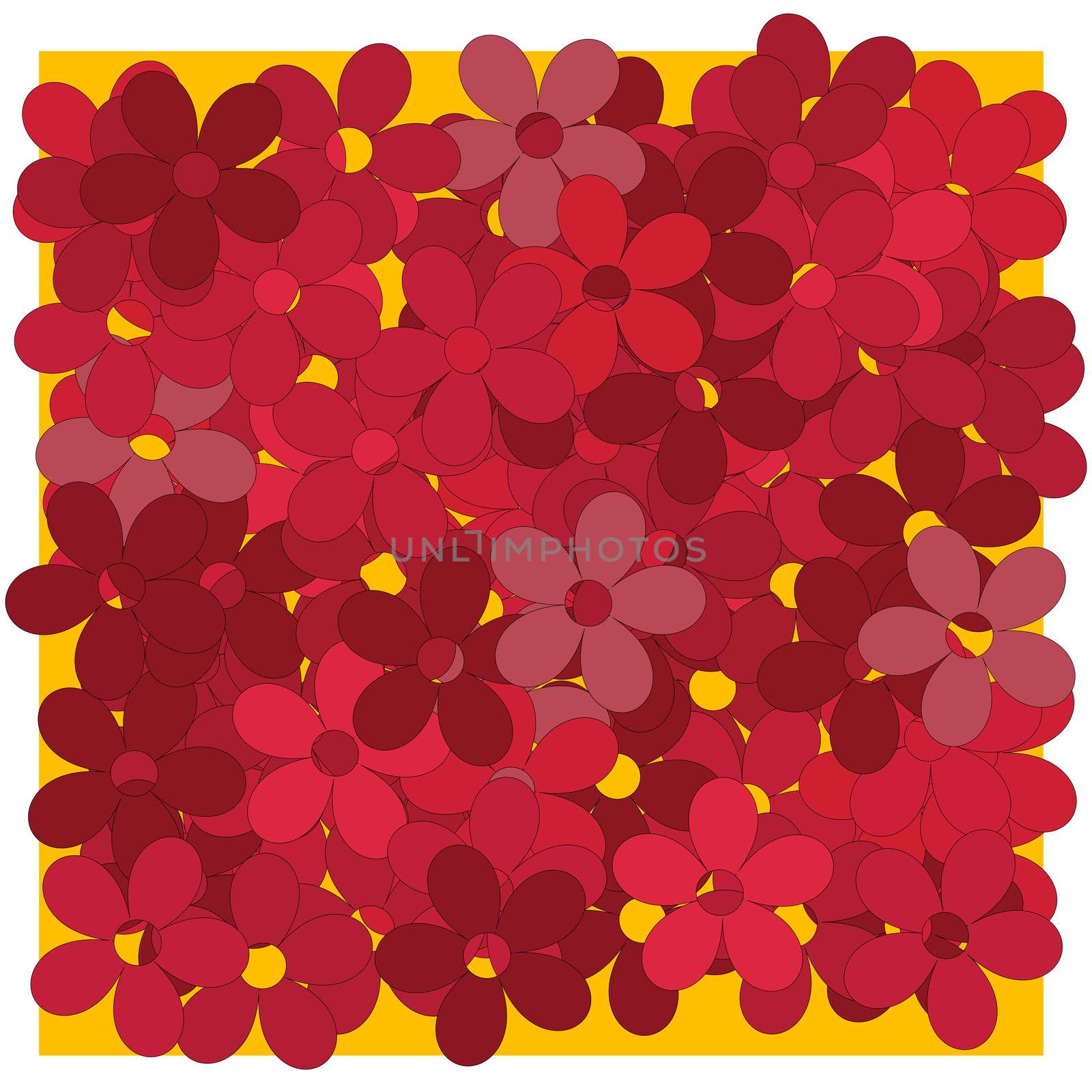 Red flowers background illustration, clipa rt