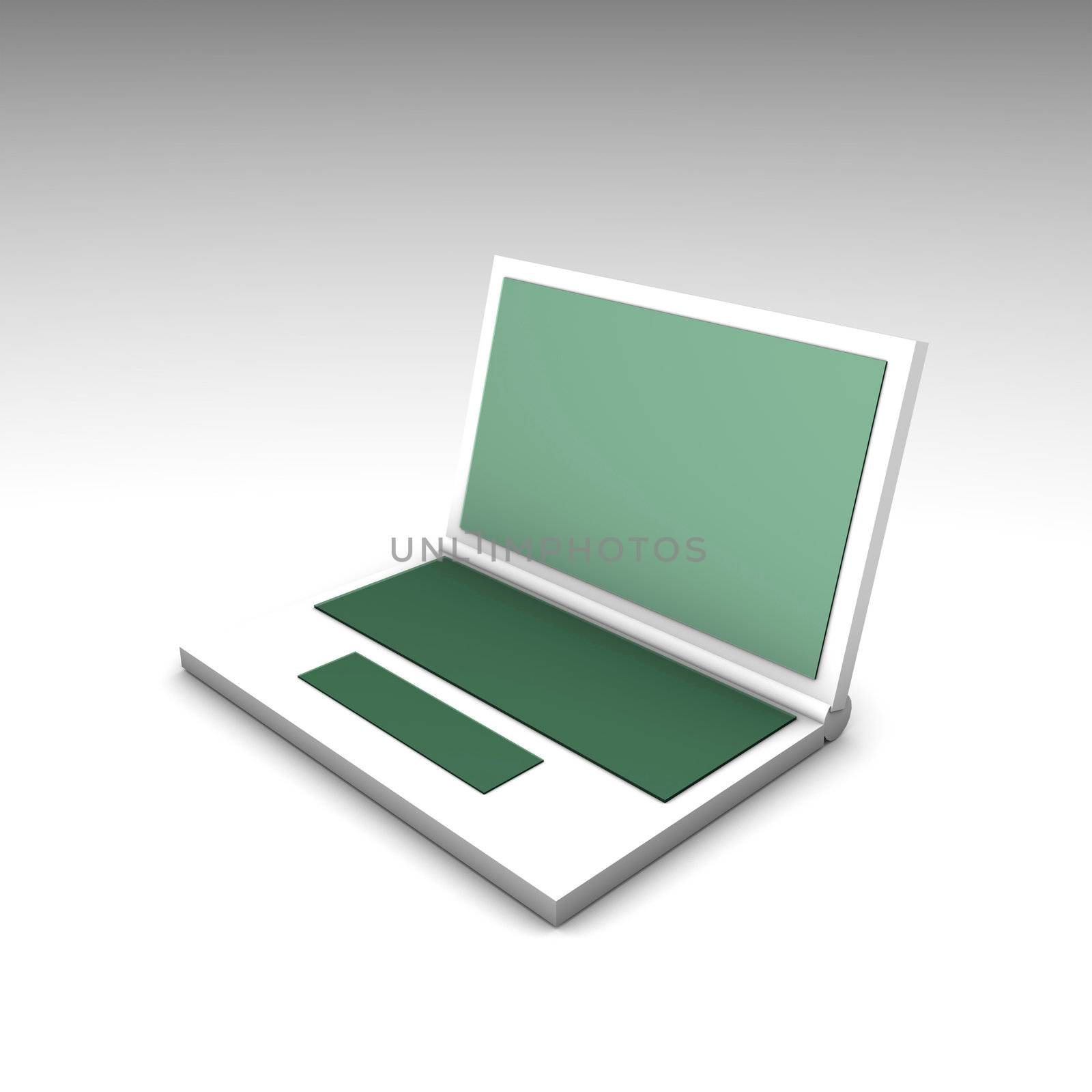 Green White Computer Notebook in 3d Art