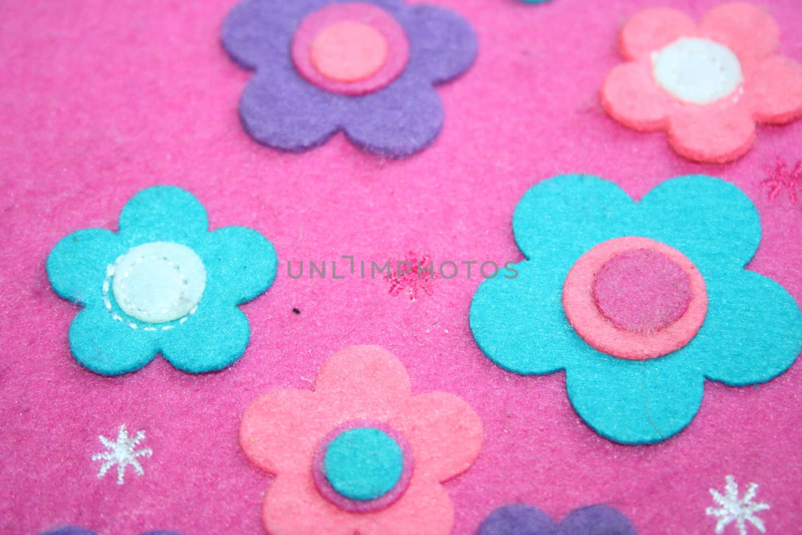 Felt flower close up showing unique patterns. 