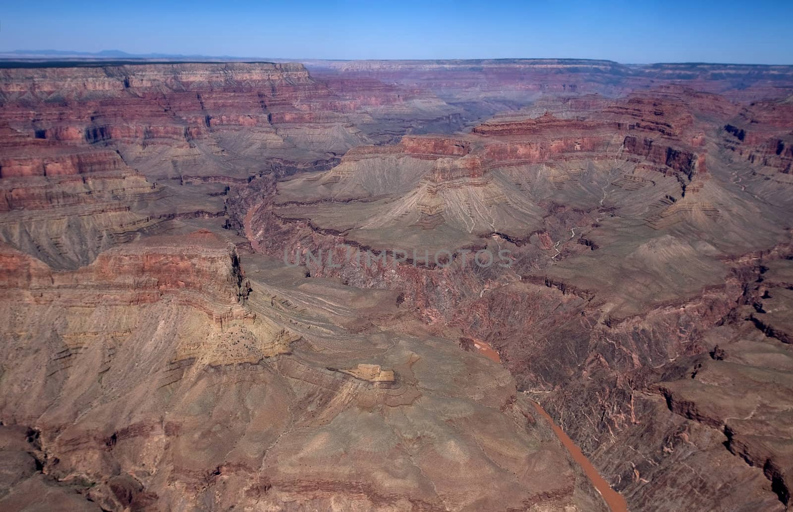 Scenic view on the Grand Canyon from helicopter