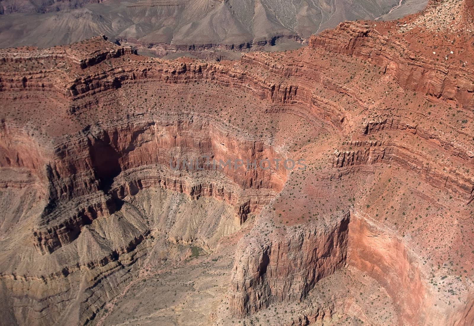 Bird's-eye view to the Grand Canyon from helicopter