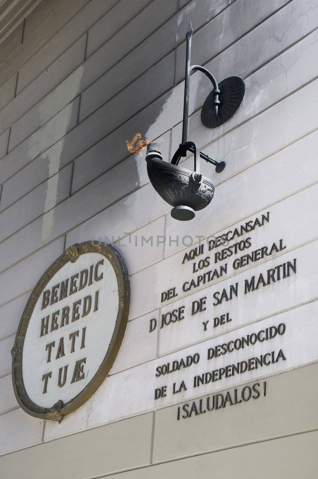 Jose de San Martin mausoleum eternal flame entrance.