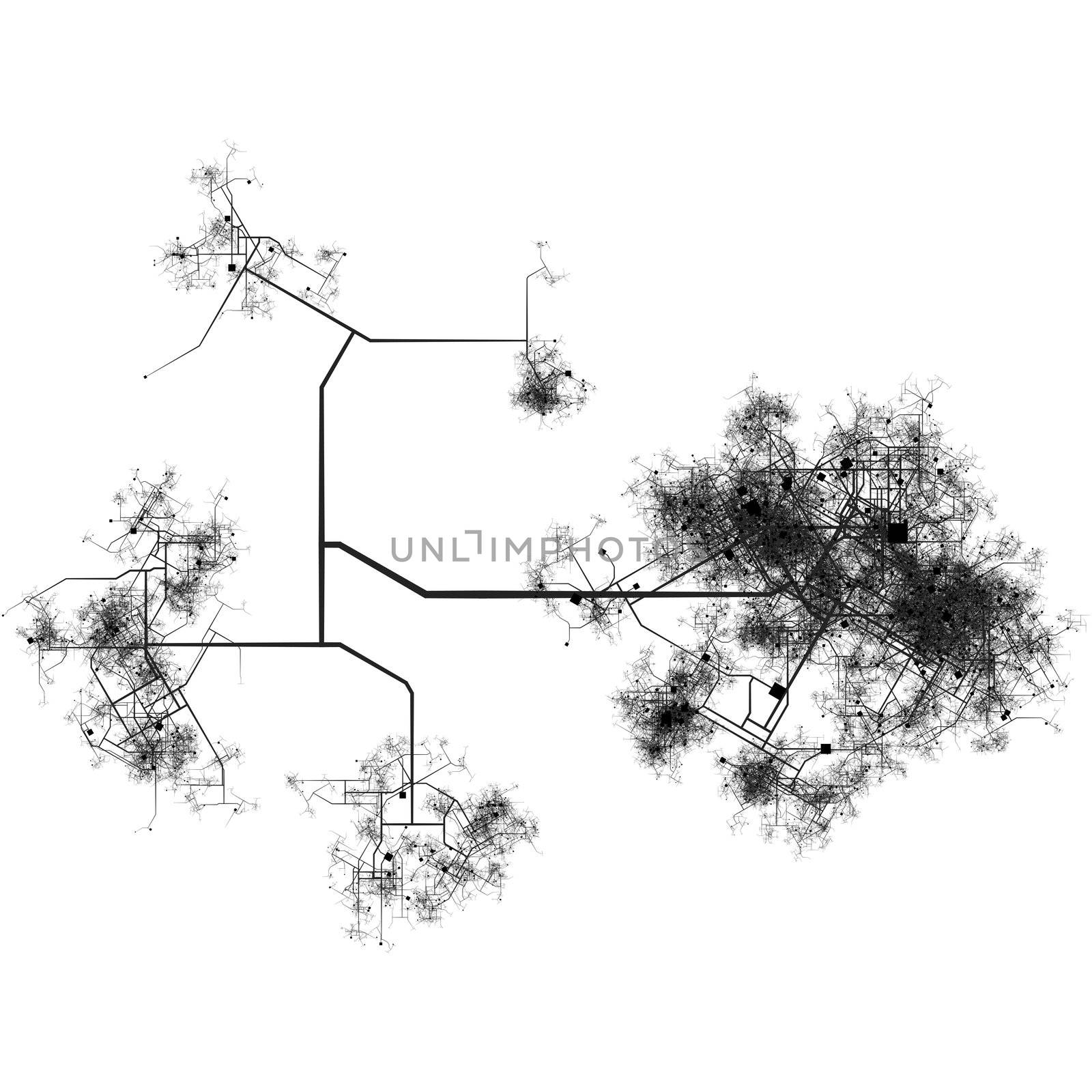 Generic City with Roads Transport System Map Art