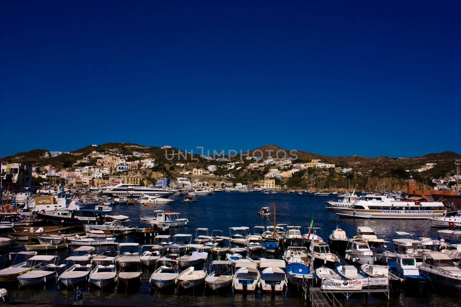 A view of the beautiful water and color from the Ponza island