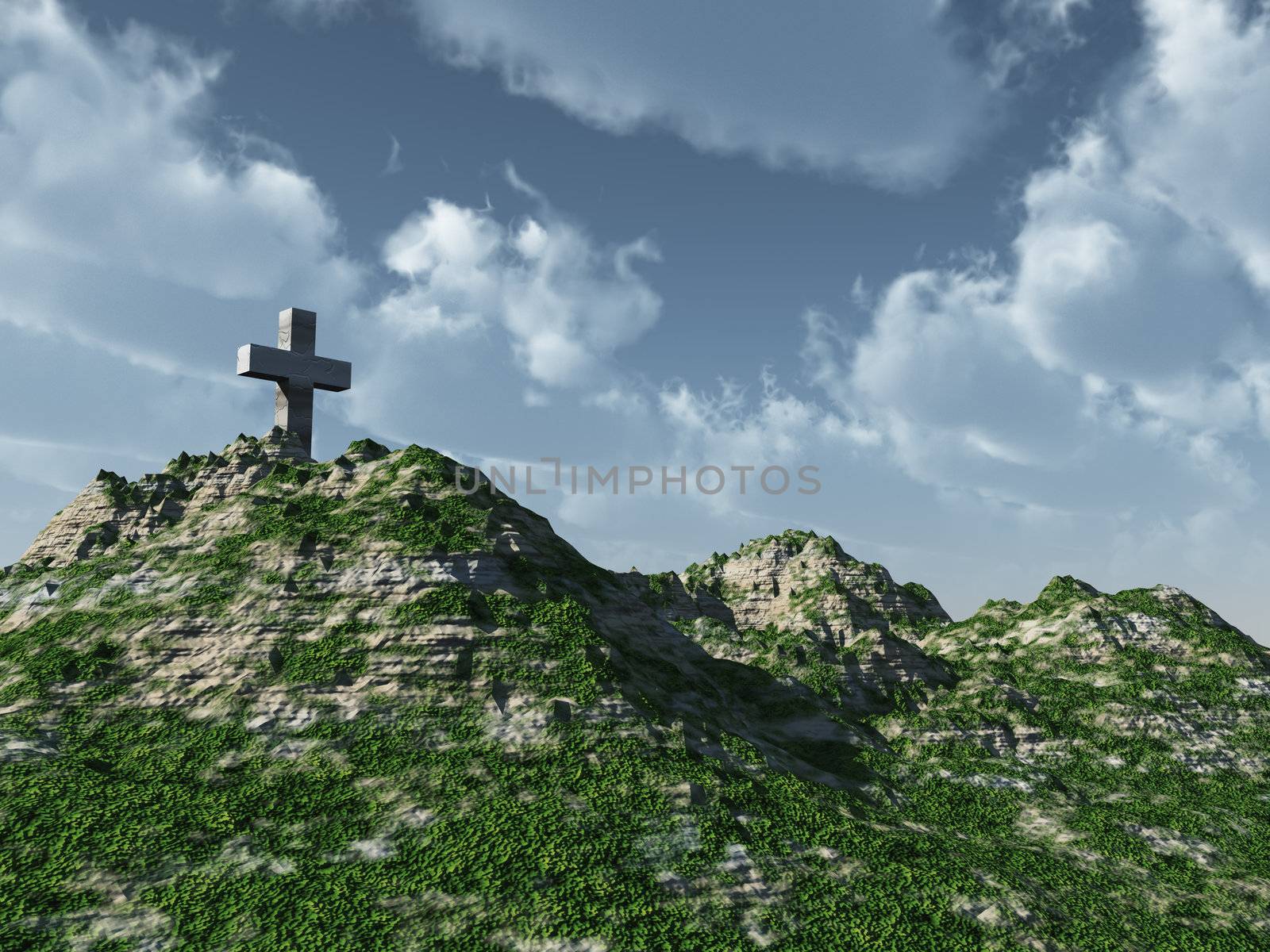 christian cross monument - 3d illustration