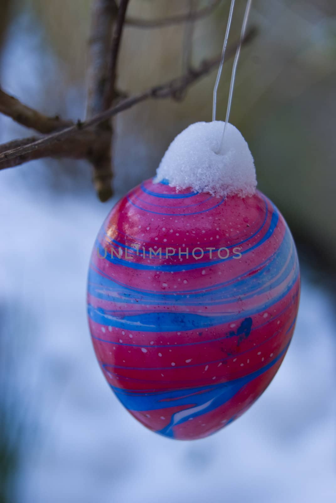 decorated easter egg with a snow cap