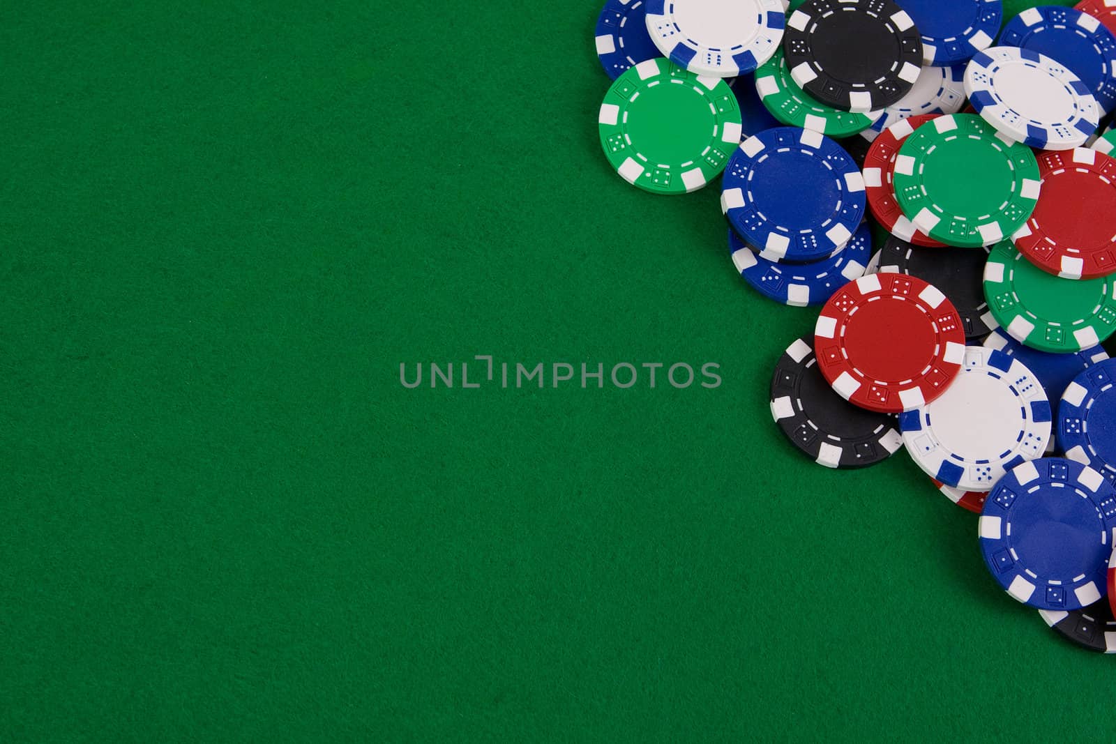 Casino gambling chips with copy space