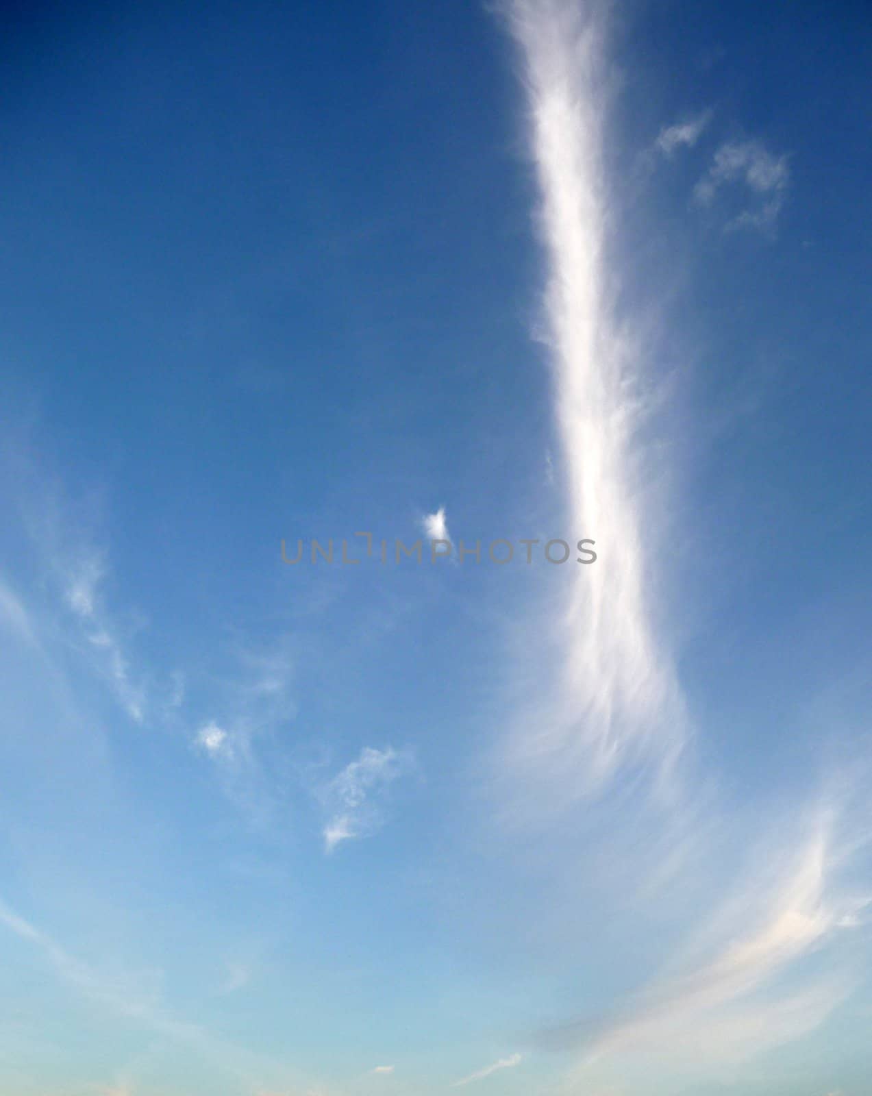 Some very wispy clouds high in the sky..