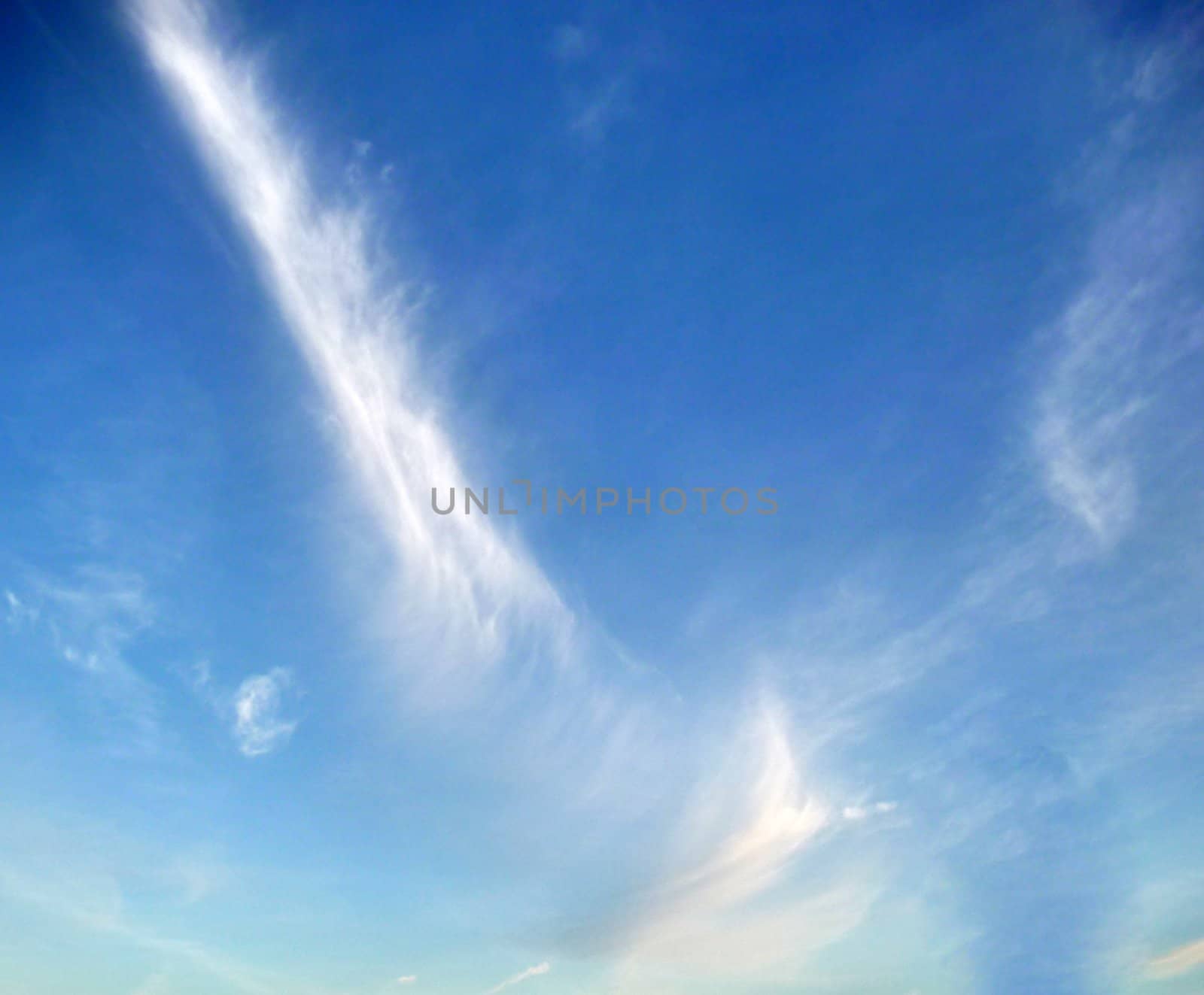 Some very wispy clouds high in the sky..