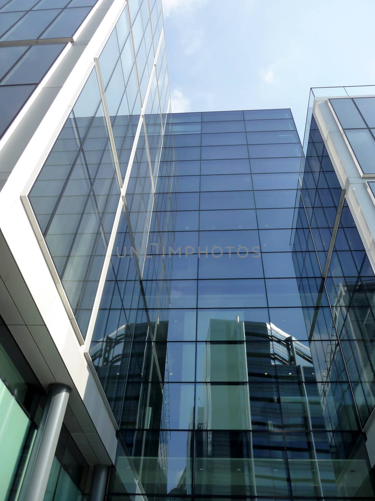 A modern glass building in central London.