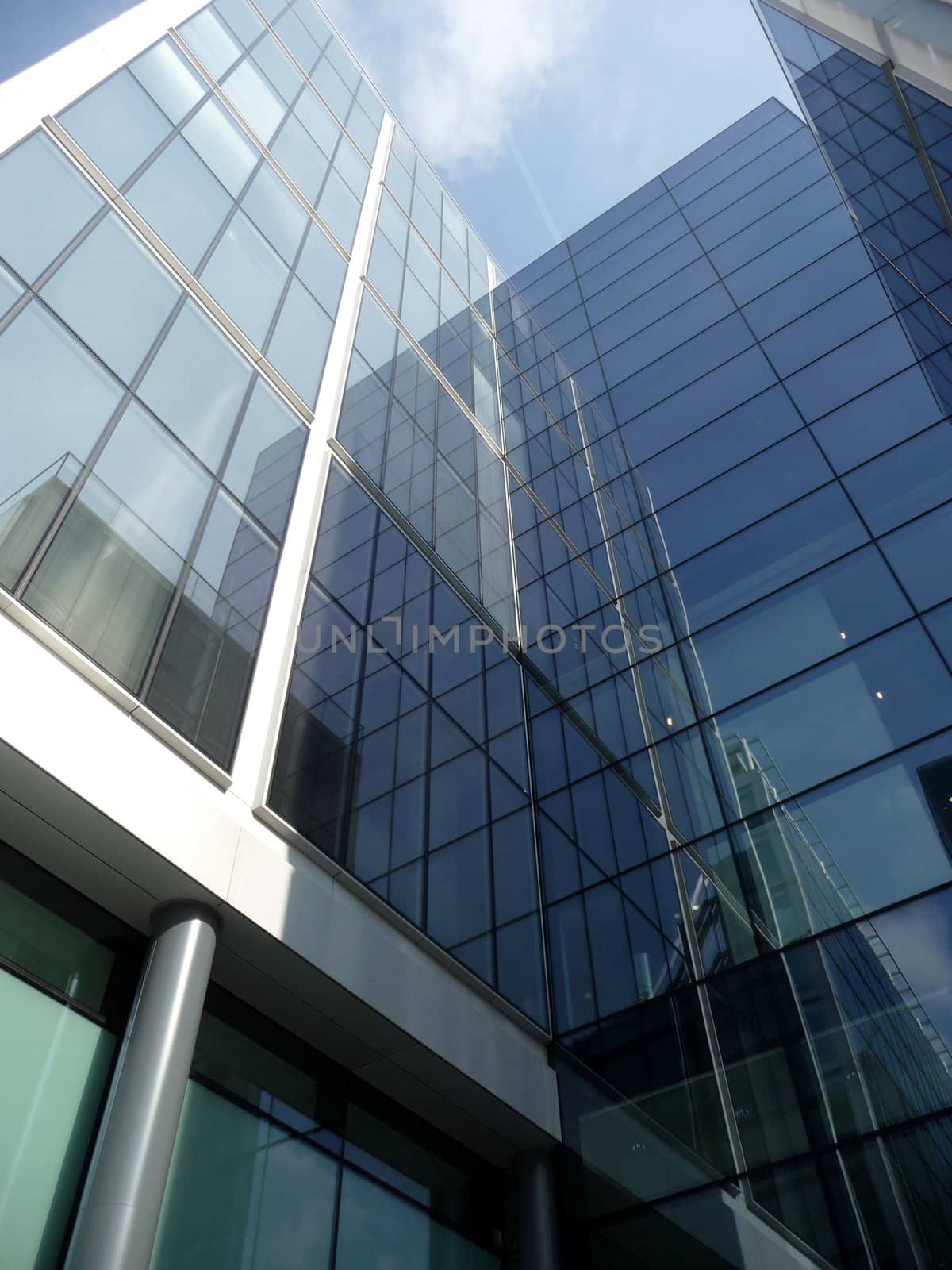 A modern glass building in central London.