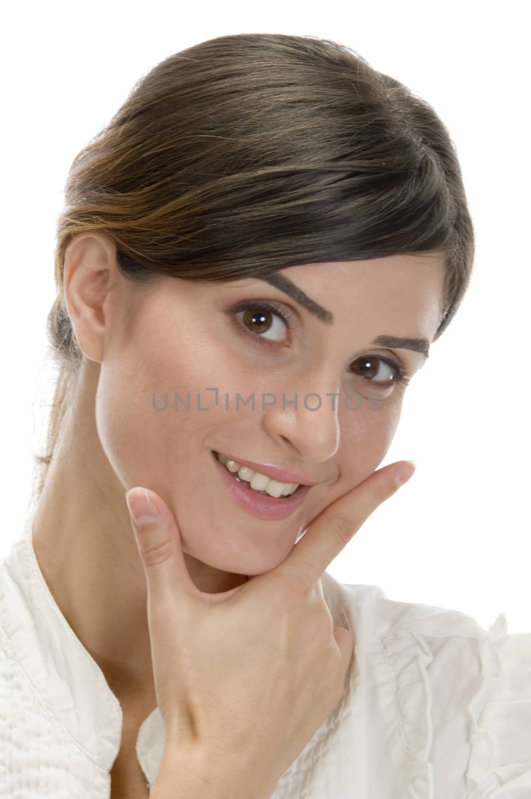 posing charming lady on an isolated background