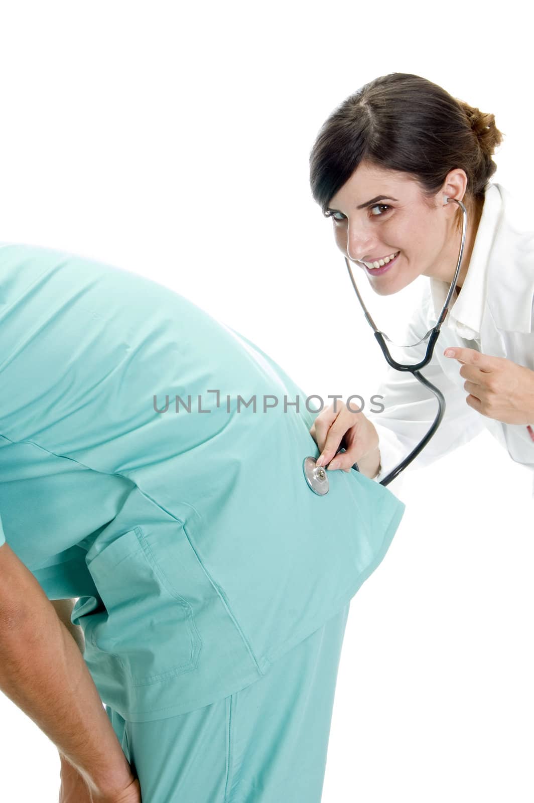 nurse examining the patient on an isolated background